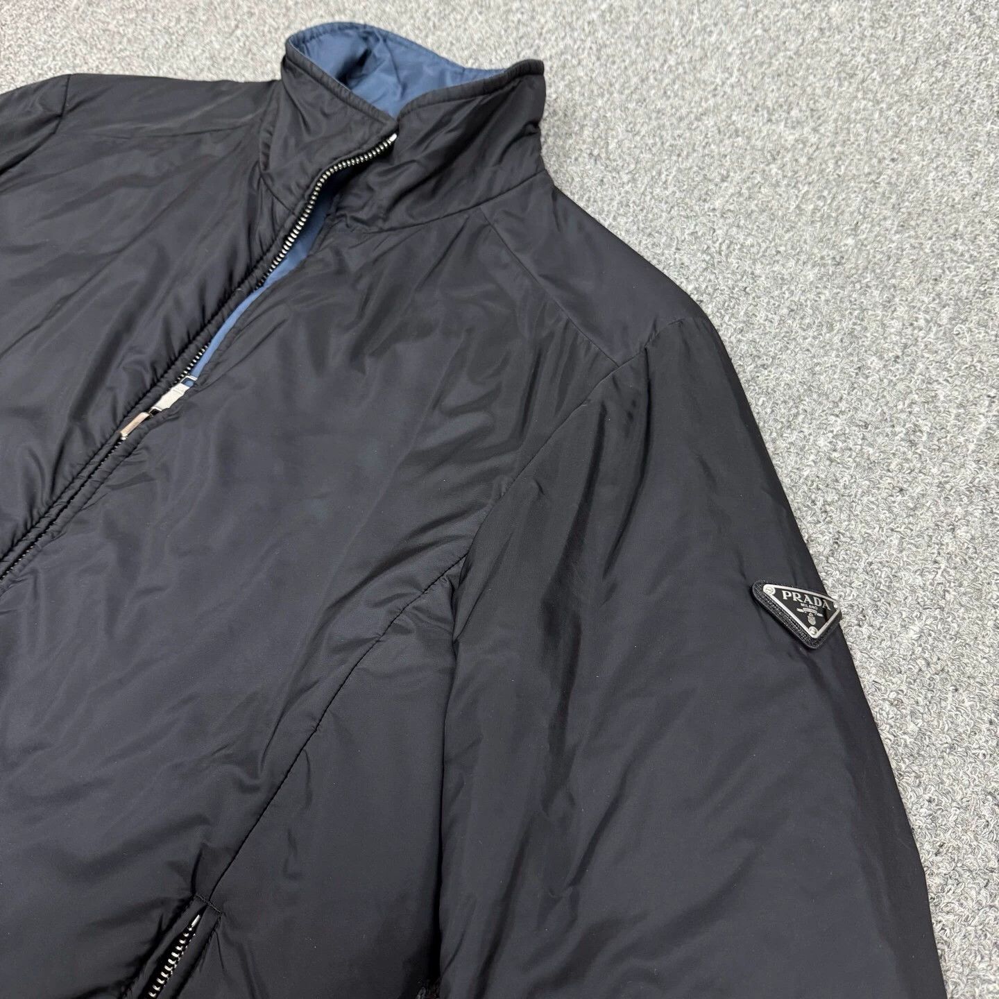 Prada Prada black blue 2-tone triangle logo nylon puffer 48 Size XL / US 12-14 / IT 48-50 - 3 Thumbnail