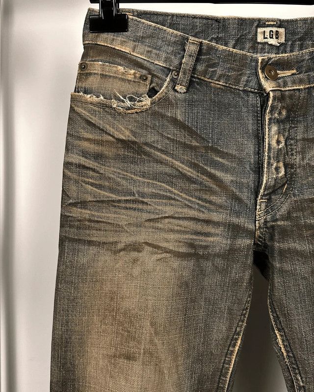 Le Grande Bleu (L.G.B.) LGB Mud Wash Cropped Bootcut Wolf Jeans (NO.WOLF 1818C) Size US 28 / EU 44 - 6 Thumbnail