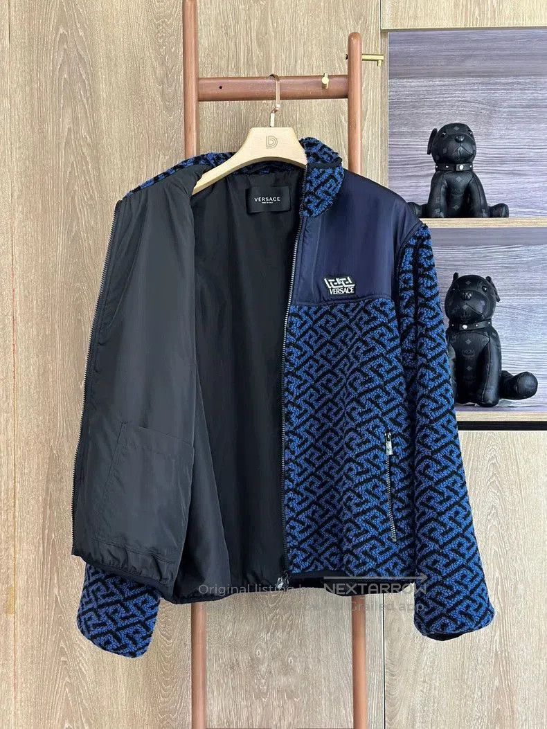 Versace VERSACE Blue Stand-Collar Fleece Jacket. Size US L / EU 52-54 / 3 - 5 Thumbnail