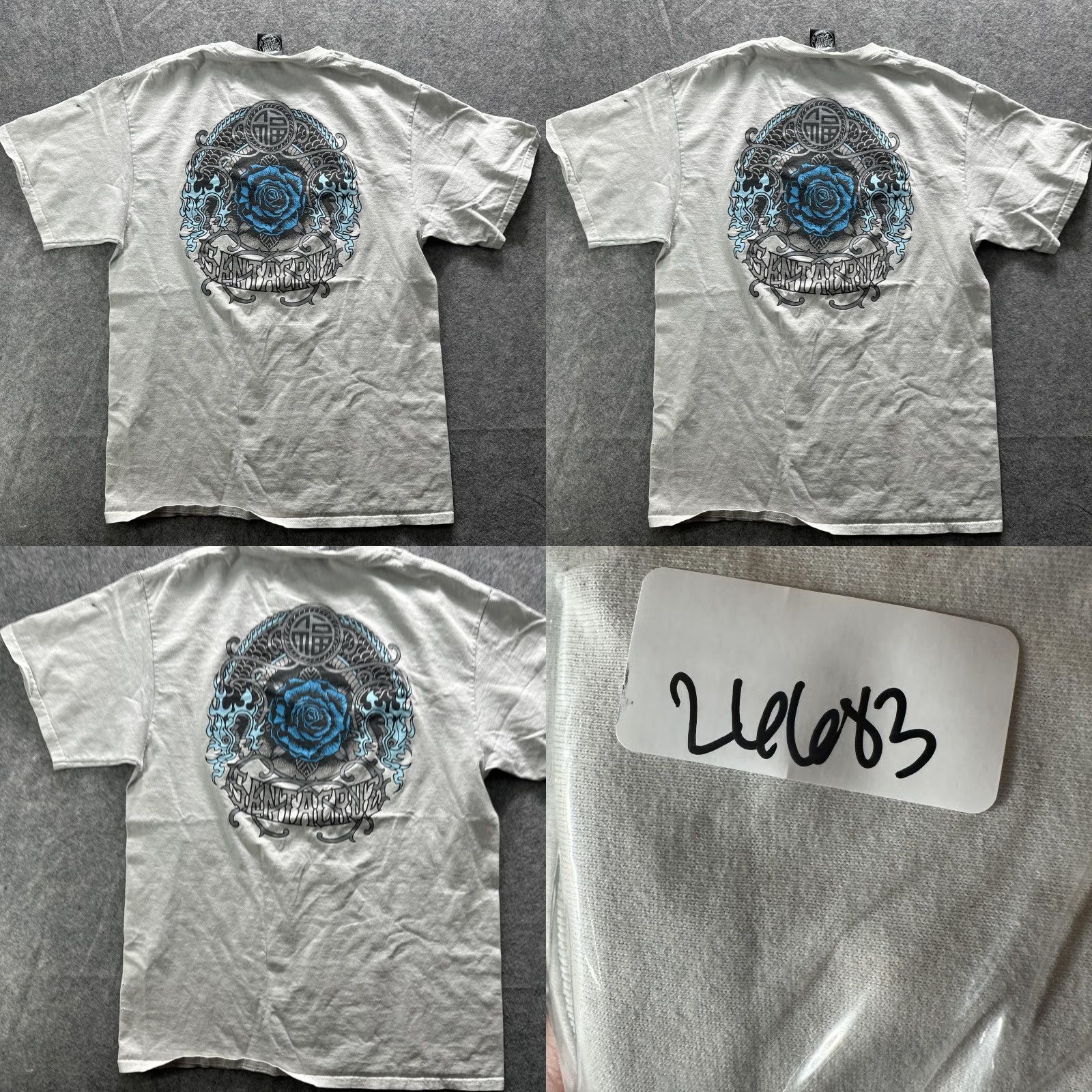 Vintage Santa Cruz Skateboards Shirt Mens Medium Gray Blue Rose Graphic Skate Tee Size US S / EU 44-46 / 1 - 8 Thumbnail