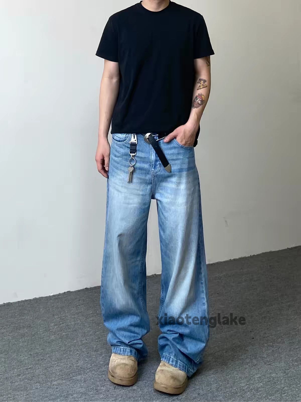 zx junyawatanabe Prada style loose faded wide jeans