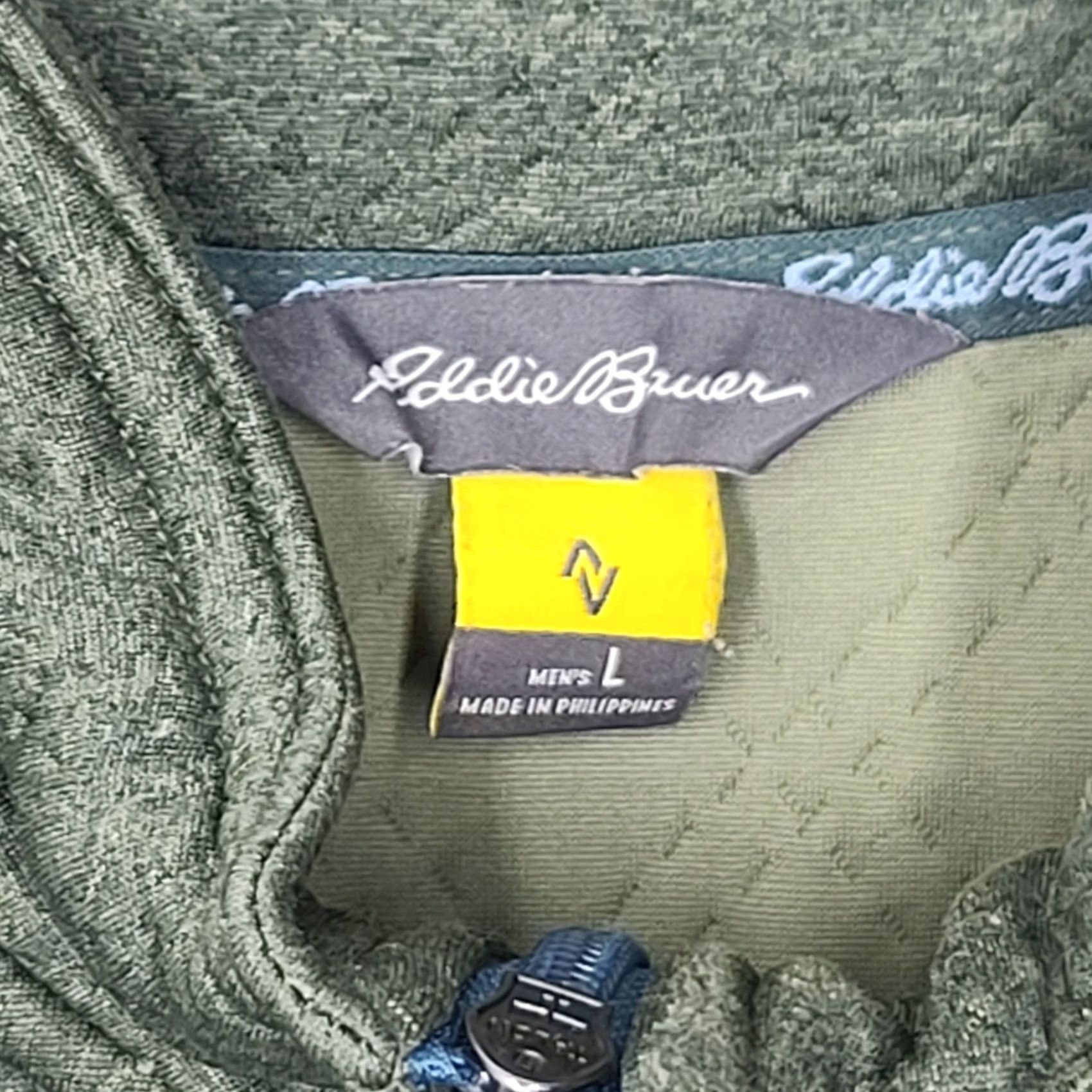 Eddie Bauer Eddie Bauer Men's L Pullover Quilted Fleece 1/4 Zip Geometric Green Teal Shirt Sweater Winter Hiking Threads Mens Size US L / EU 52-54 / 3 - 3 Thumbnail