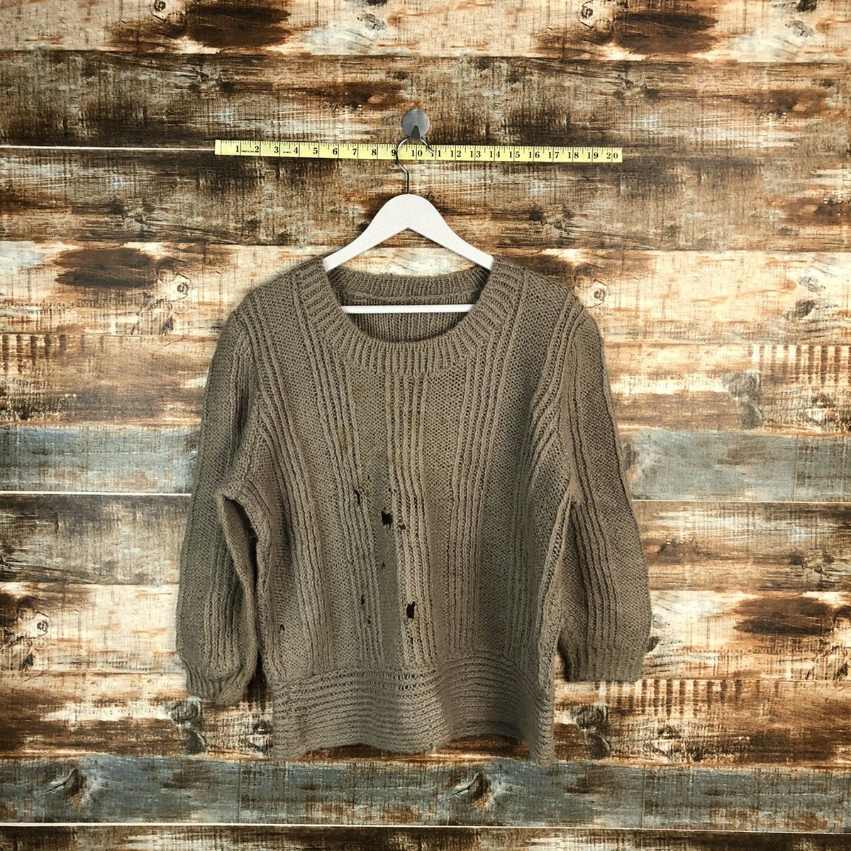 Homespun Knitwear × Japanese Brand Japanese Brand Brown ripped vintage Knitwear #A1550 Size M / US 6-8 / IT 42-44 - 1 Thumbnail