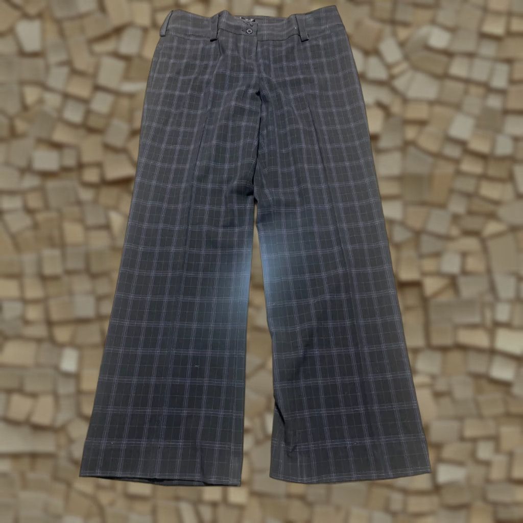 Vintage Nue Options Pants Women's Size 10 Black Plaid Dress Pants Flared Leg Flat Front Regular Inseam 29.5 in Pants Womens Size 32" / US 10 / IT 46 - 1 Thumbnail