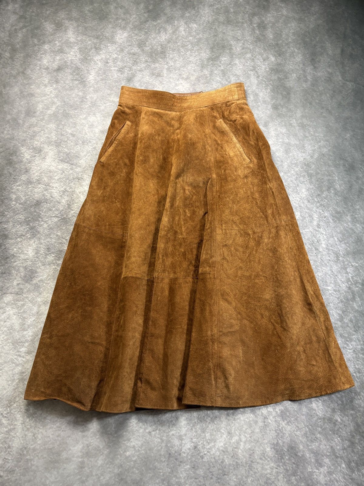 Leather × Marks & Spencer × Vintage 1960s Vintage Suede Skirt 1970s Suede Maxi Skirt St. Michael Size 28" / US 6 / IT 42 - 1 Thumbnail