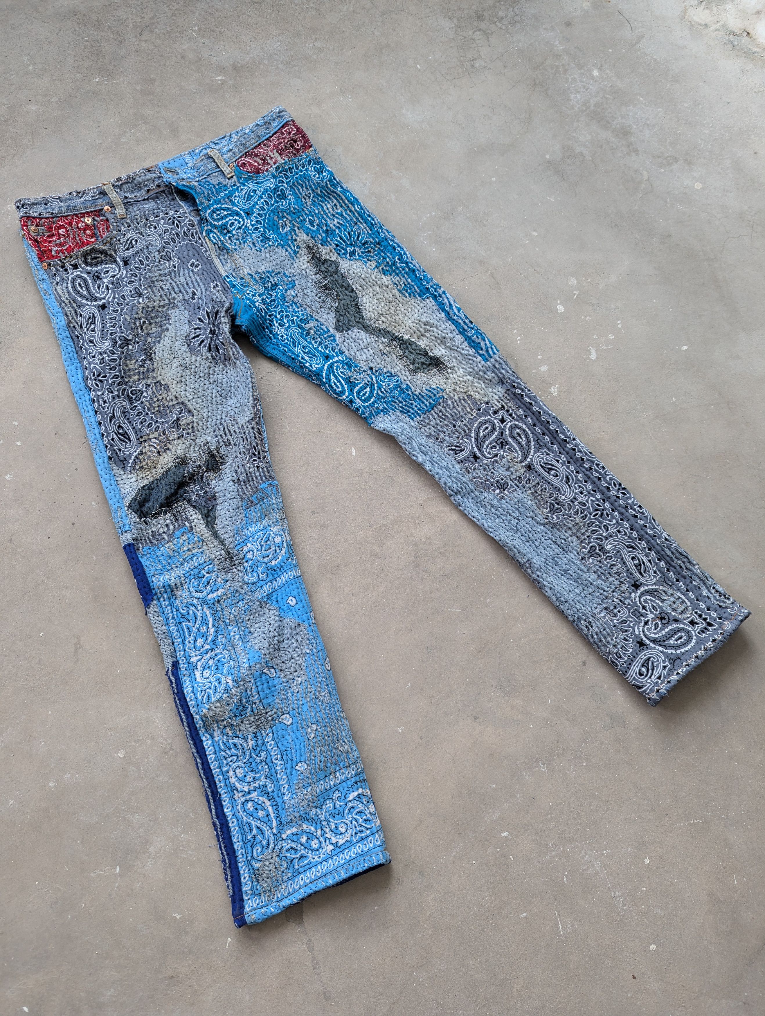 Levi's 1/1 World Levis 501 Uroboros Kofu Reconstructed Handmade Size US 35 - 3 Thumbnail