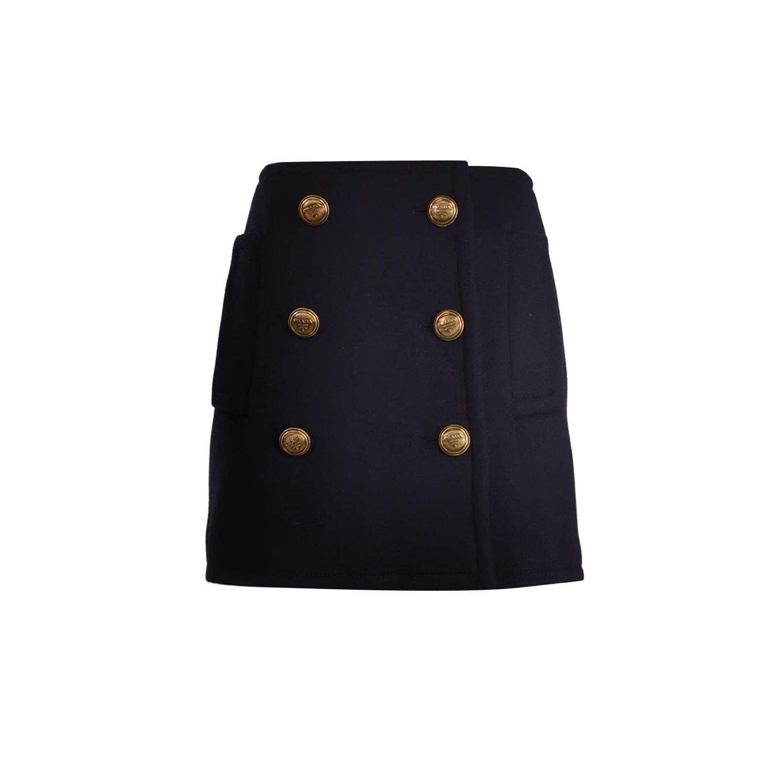 Prada Prada Logo Embellished Wool Blend Skirt 0089 Size 22" - 1 Thumbnail