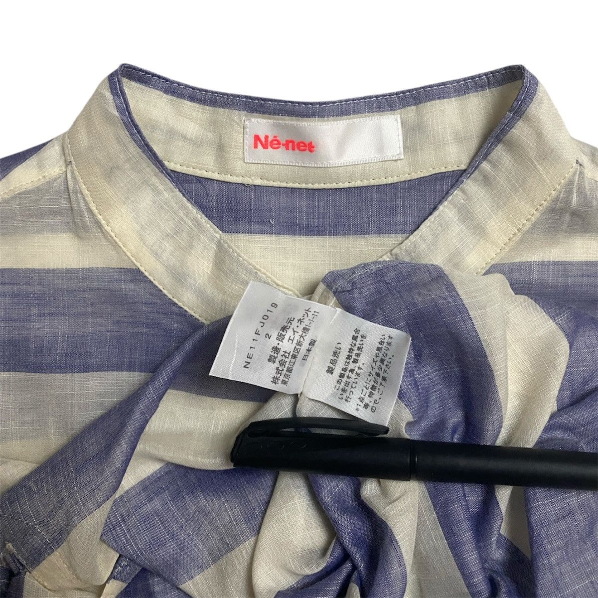 Issey Miyake × Japanese Brand × Ne-Net Issey Miyake Ne-net Linnen Shirt Stripe Size US L / EU 52-54 / 3 - 4 Thumbnail