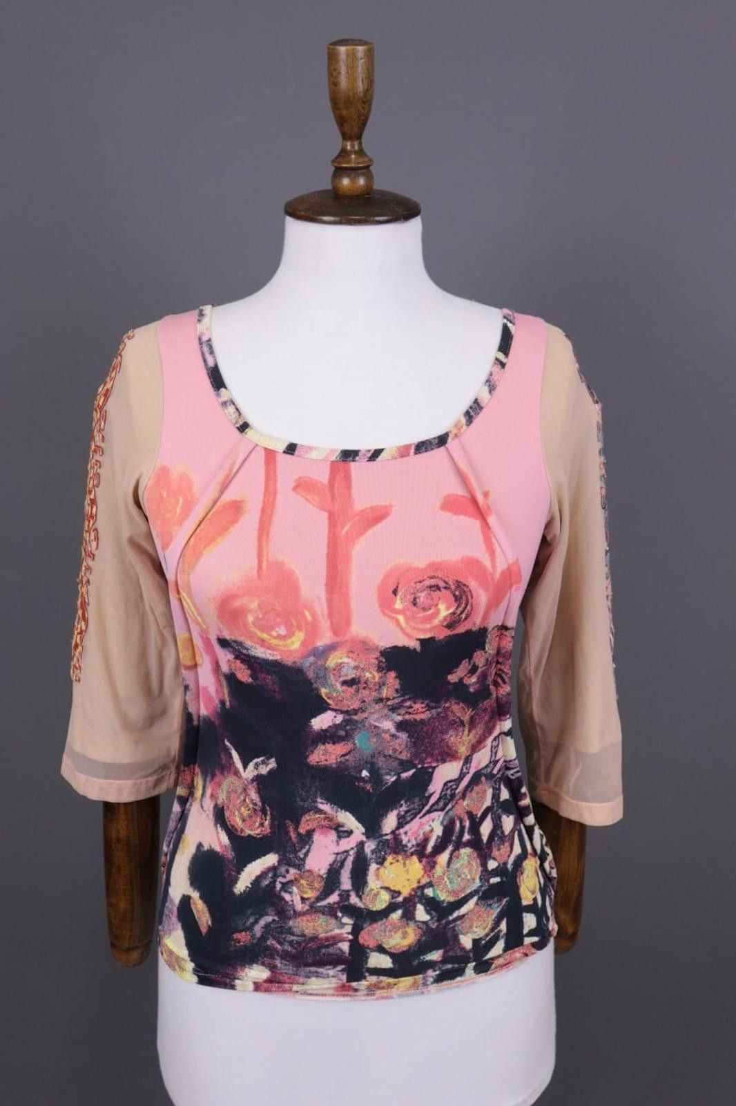 Designer Save the Queen Multicolour Floral Art Top Blouse Size M Size M / US 6-8 / IT 42-44 - 1 Thumbnail