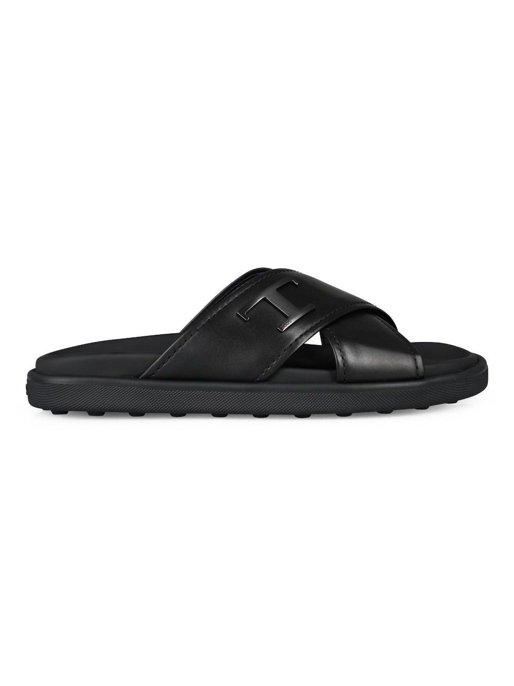 image of Tods Tod`s Leather Slides Size 7.5 in Black, Men's