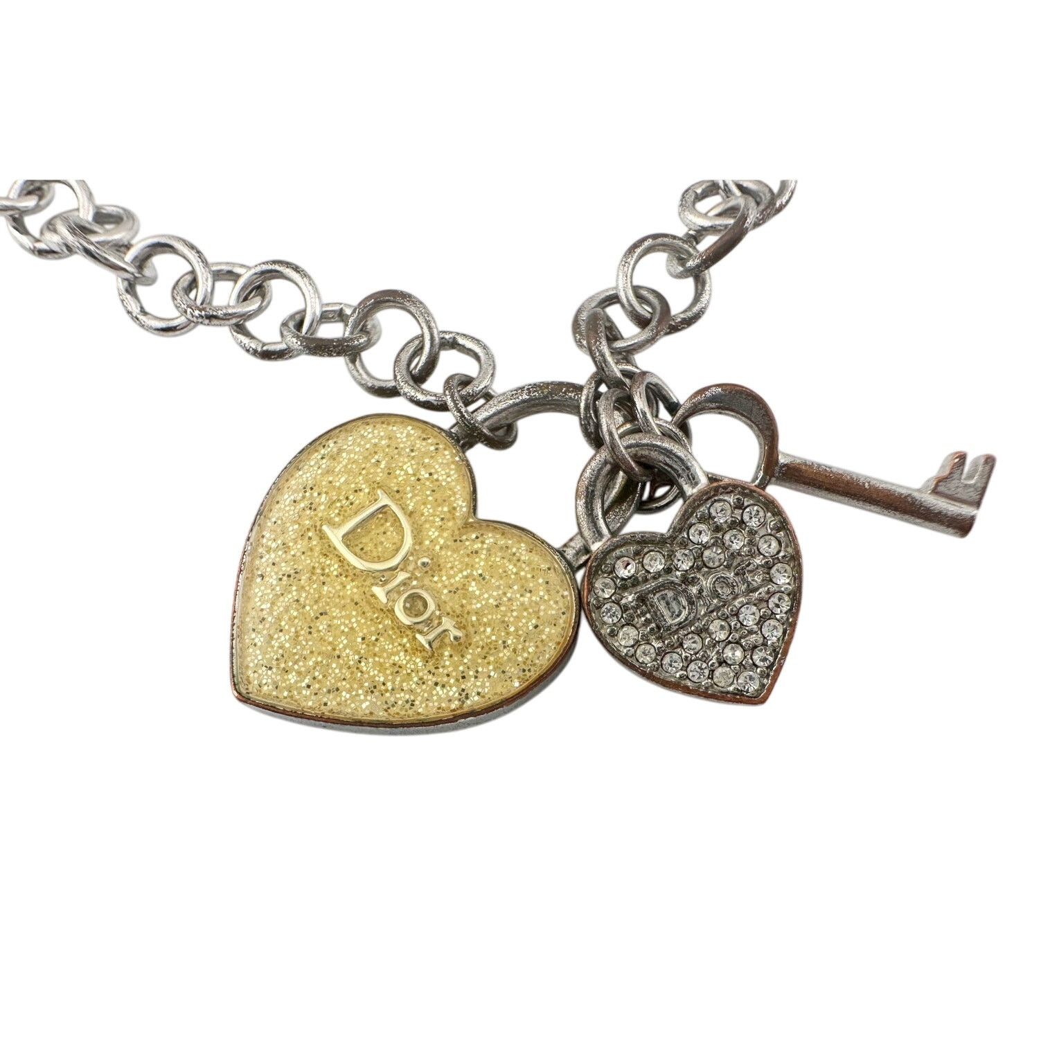 Dior Christian Dior Silver Hear and Key Charm Bracelet Size ONE SIZE - 3 Thumbnail
