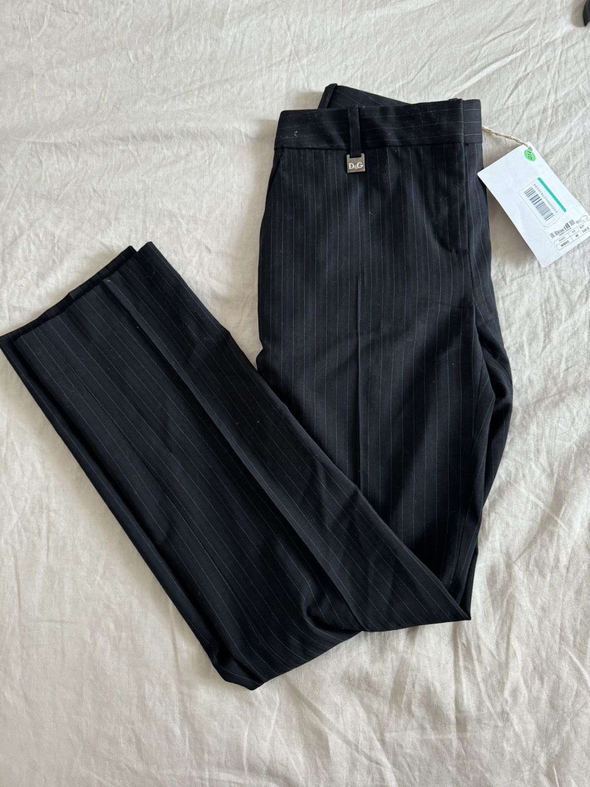 Dolce & Gabbana BNWT 42 D&G Dolce Gabbana black wool stripped elegant pants Size 28" / US 6 / IT 42 - 1 Thumbnail
