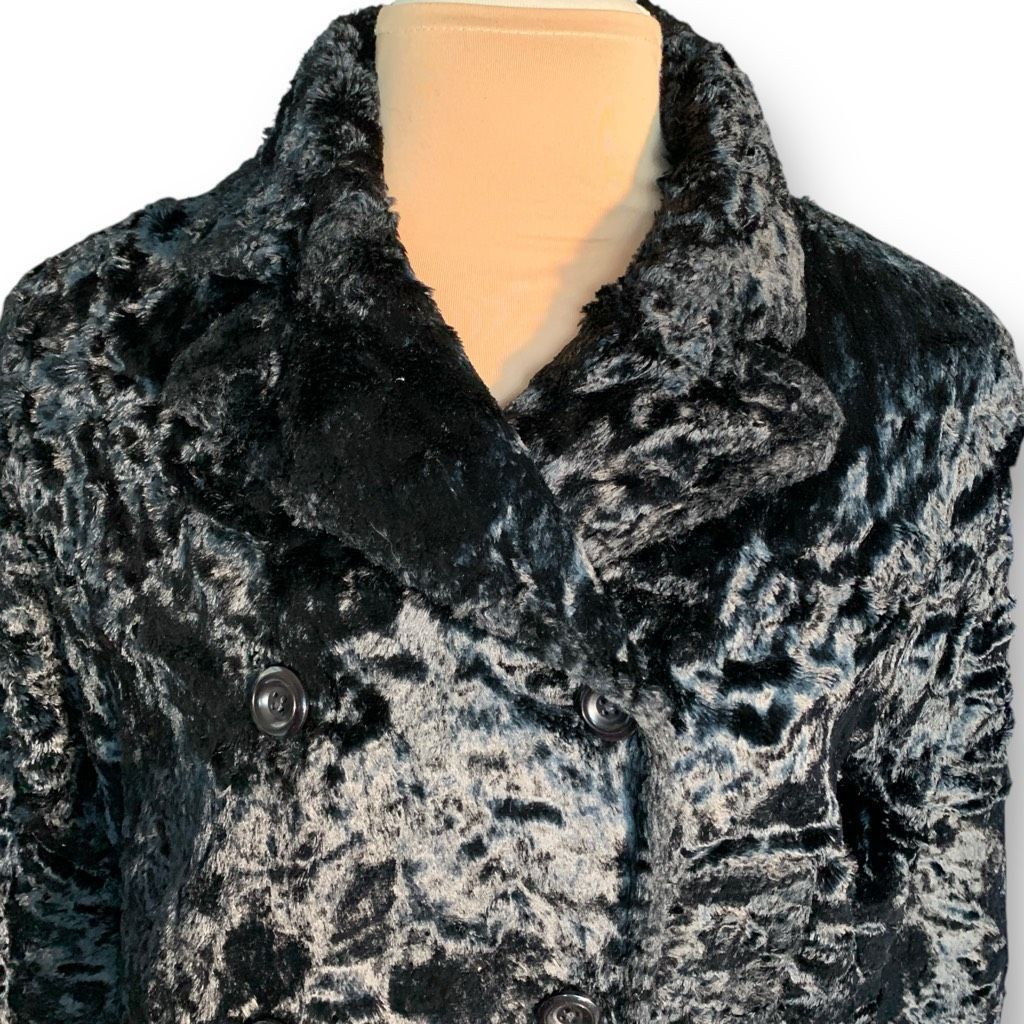 Vintage Vintage XOE New York Black Faux Fur Double Breasted Peacoat Size S / US 4 / IT 40 - 5 Thumbnail