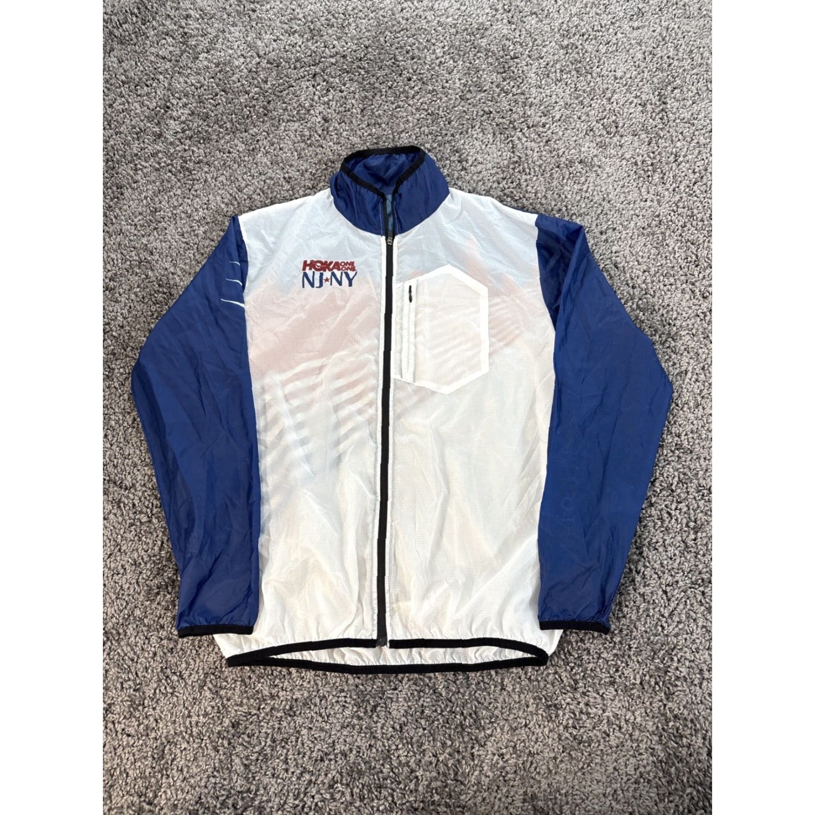 Vintage Hoka Windbreaker Jacket Mens Medium Lightweight USA Blue Running & Jogging Time To Fly New York USA Activewear Size US M / EU 48-50 / 2 - 5 Thumbnail