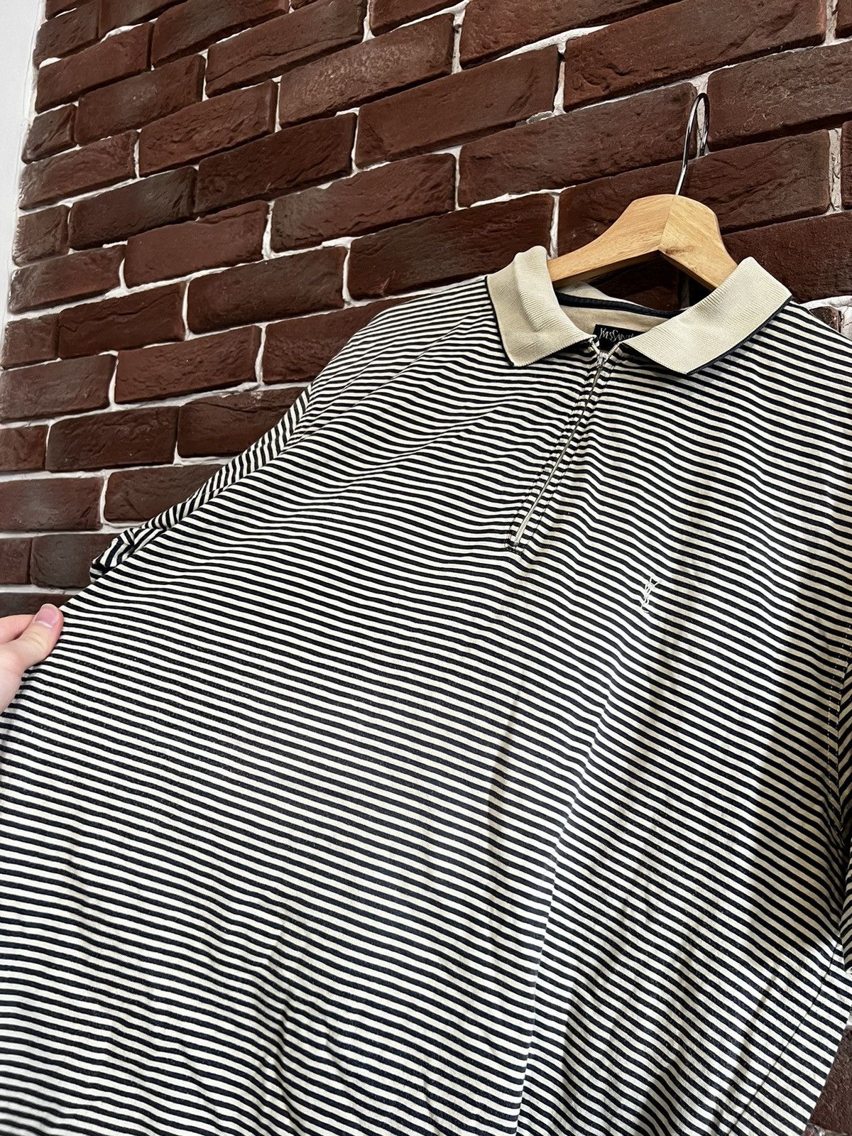 Vintage Vintage YSL 1/4 Zip Yves Saint Laurent Polo Tshirt Hype XL Size US XL / EU 56 / 4 - 4 Thumbnail