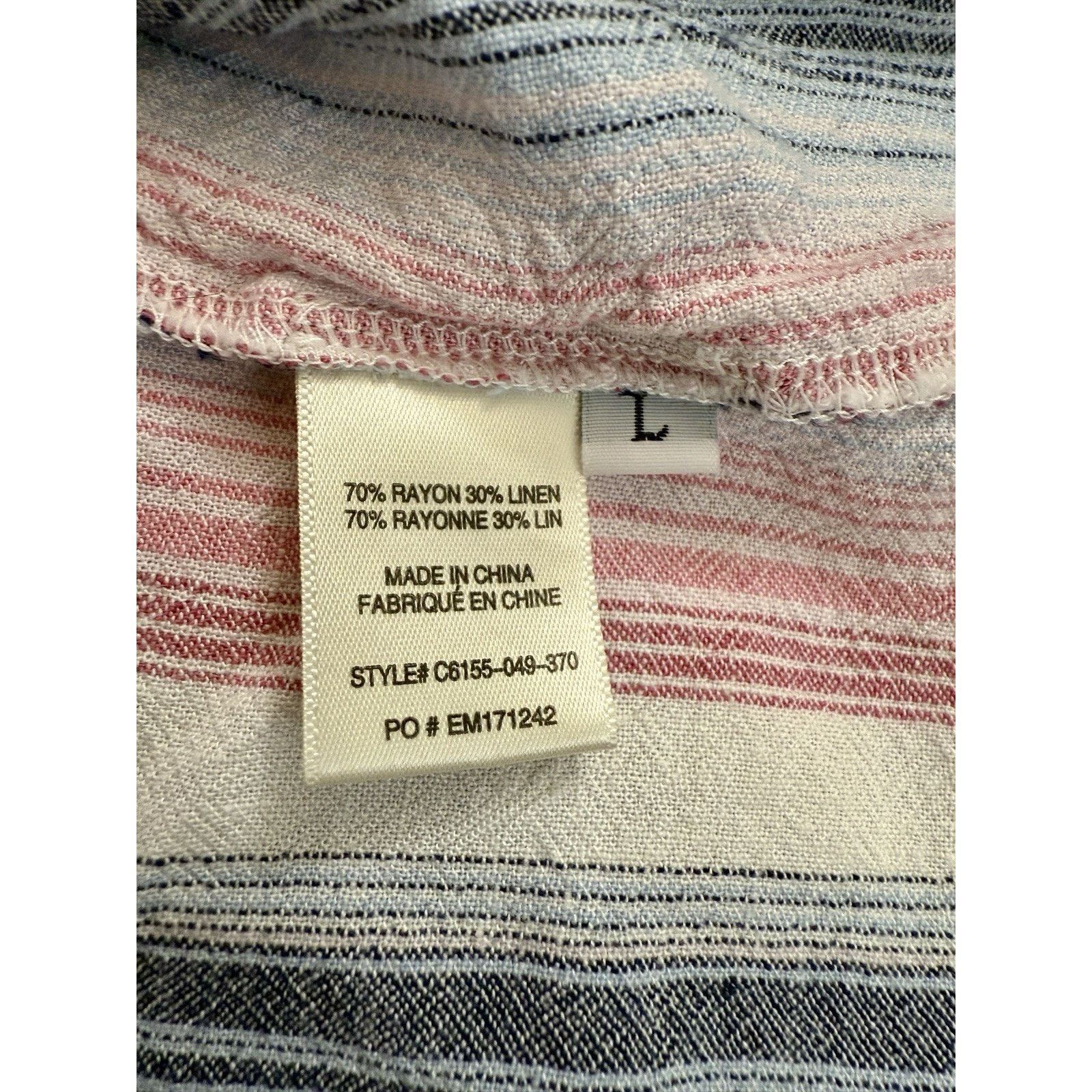 Other Cloth & Stone Anthropologie Womens Rayon Stripe Blouse EUC Size L / US 10 / IT 46 - 10 Thumbnail