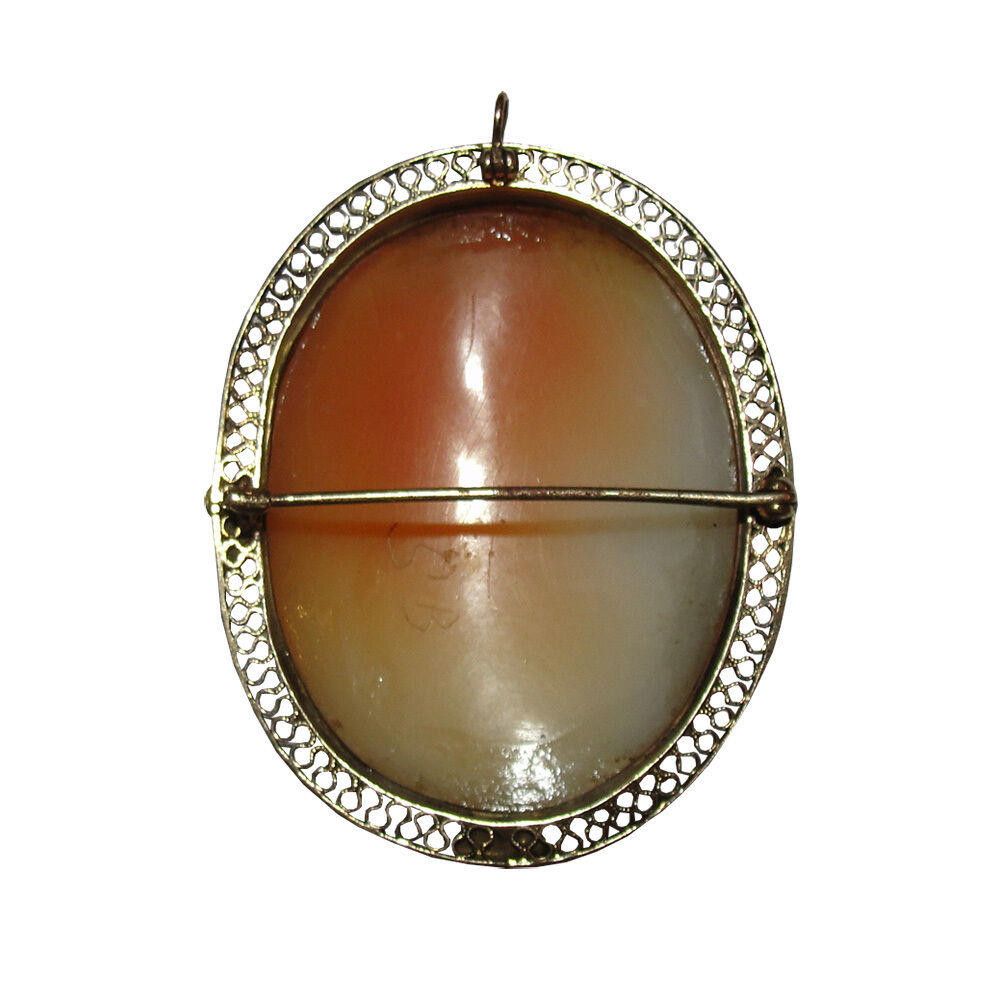 Other 14 kt Gold Shell Cameo Woman's Profile Brooch Pendant Size ONE SIZE - 4 Thumbnail