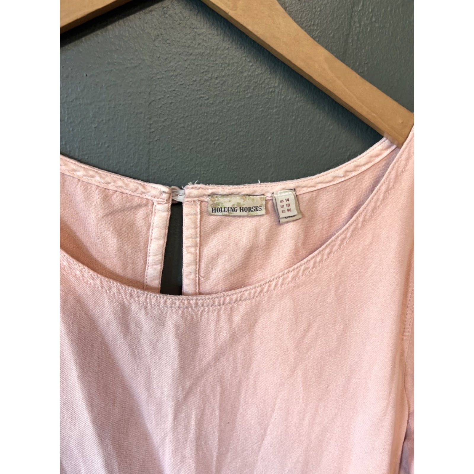 Anthropologie VINTAGE Anthropologie Holding Horses Lilibet Dip Dye Boho Mini Dress Pink/White Size 14 Size XL / US 12-14 / IT 48-50 - 2 Thumbnail