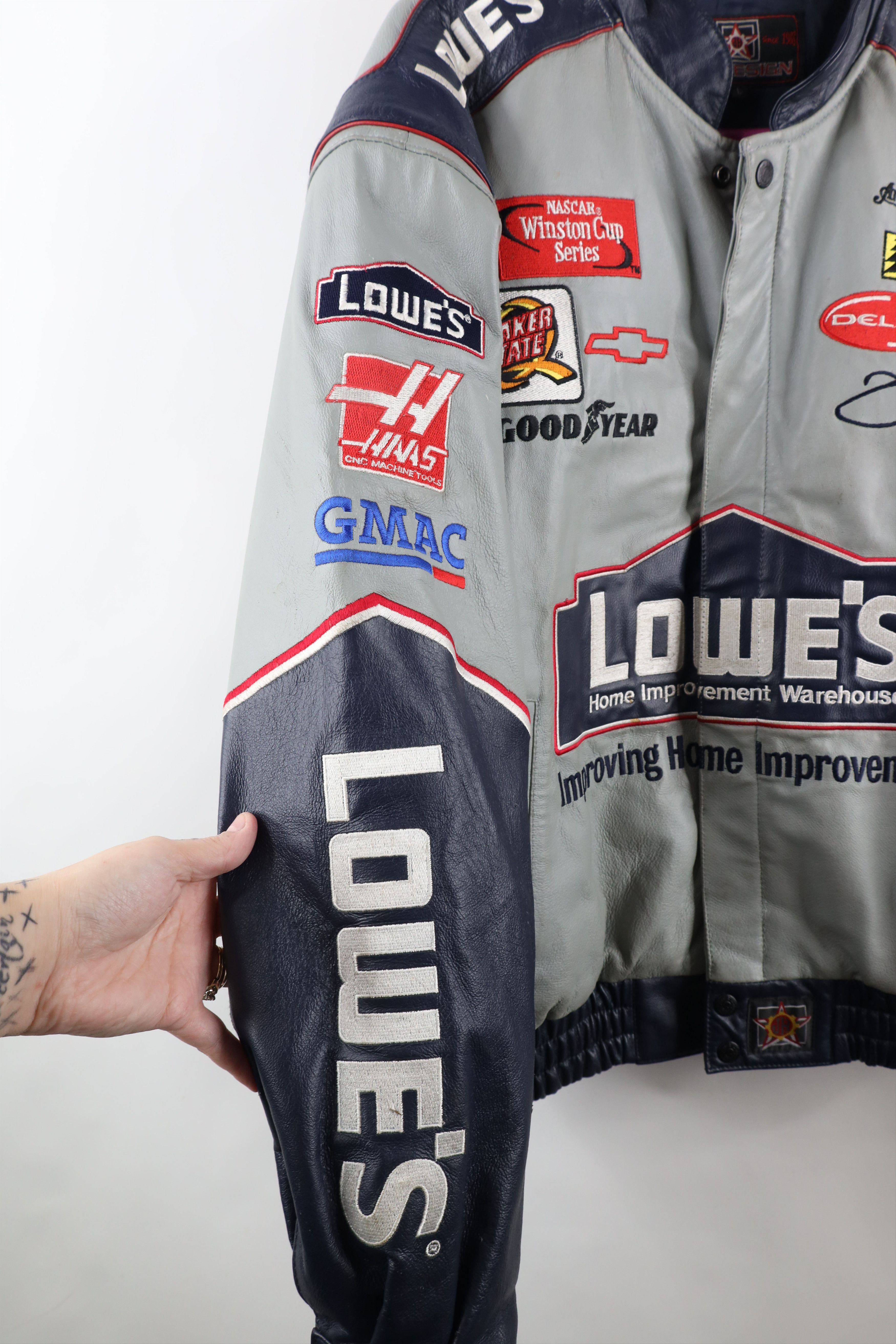 Vintage Vintage NASCAR Leather Jimmie Johnson Pit Crew Racing Jacket Size US L / EU 52-54 / 3 - 9 Thumbnail