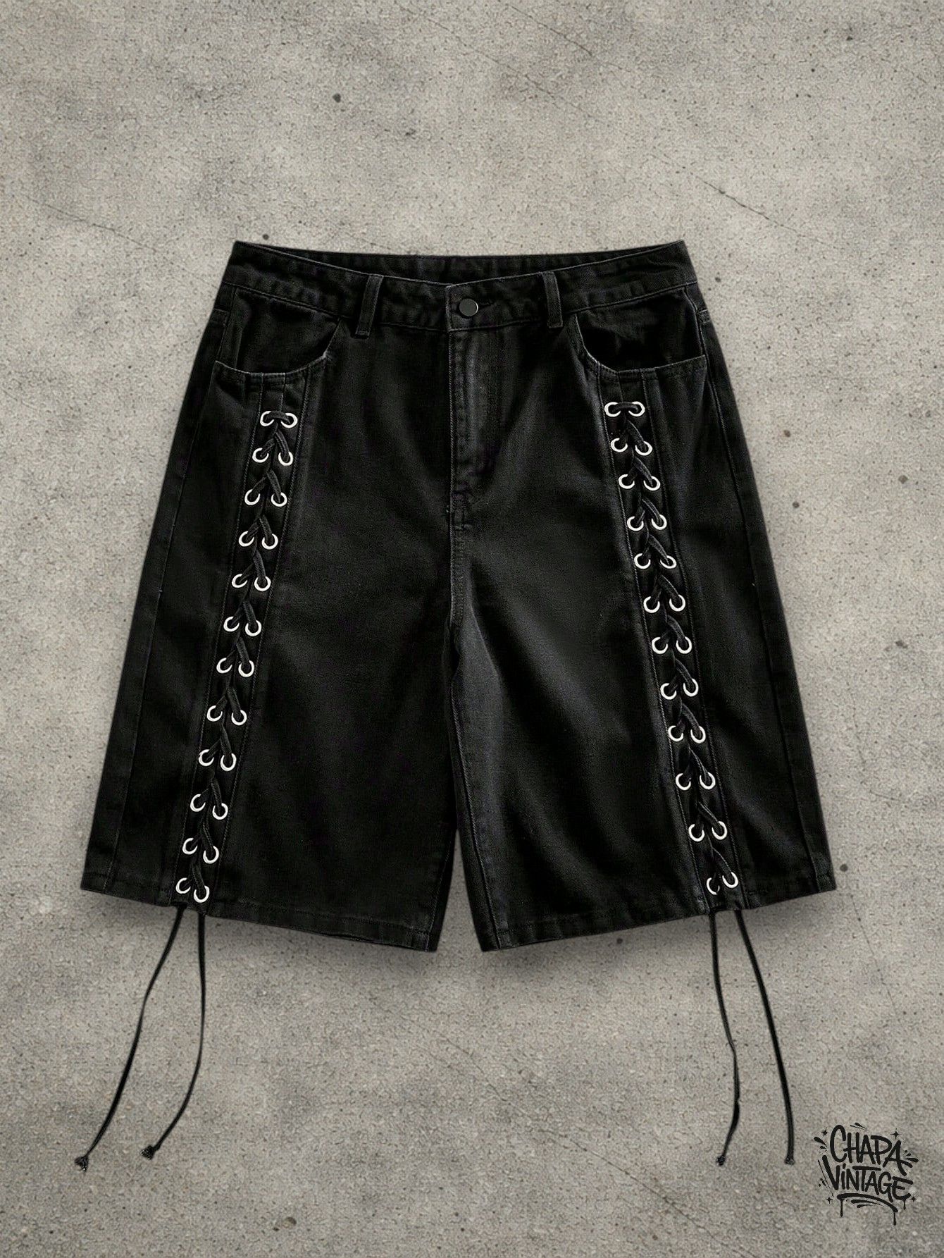 Vintage Opium black denim shorts Size US 32 / EU 48 - 1 Thumbnail
