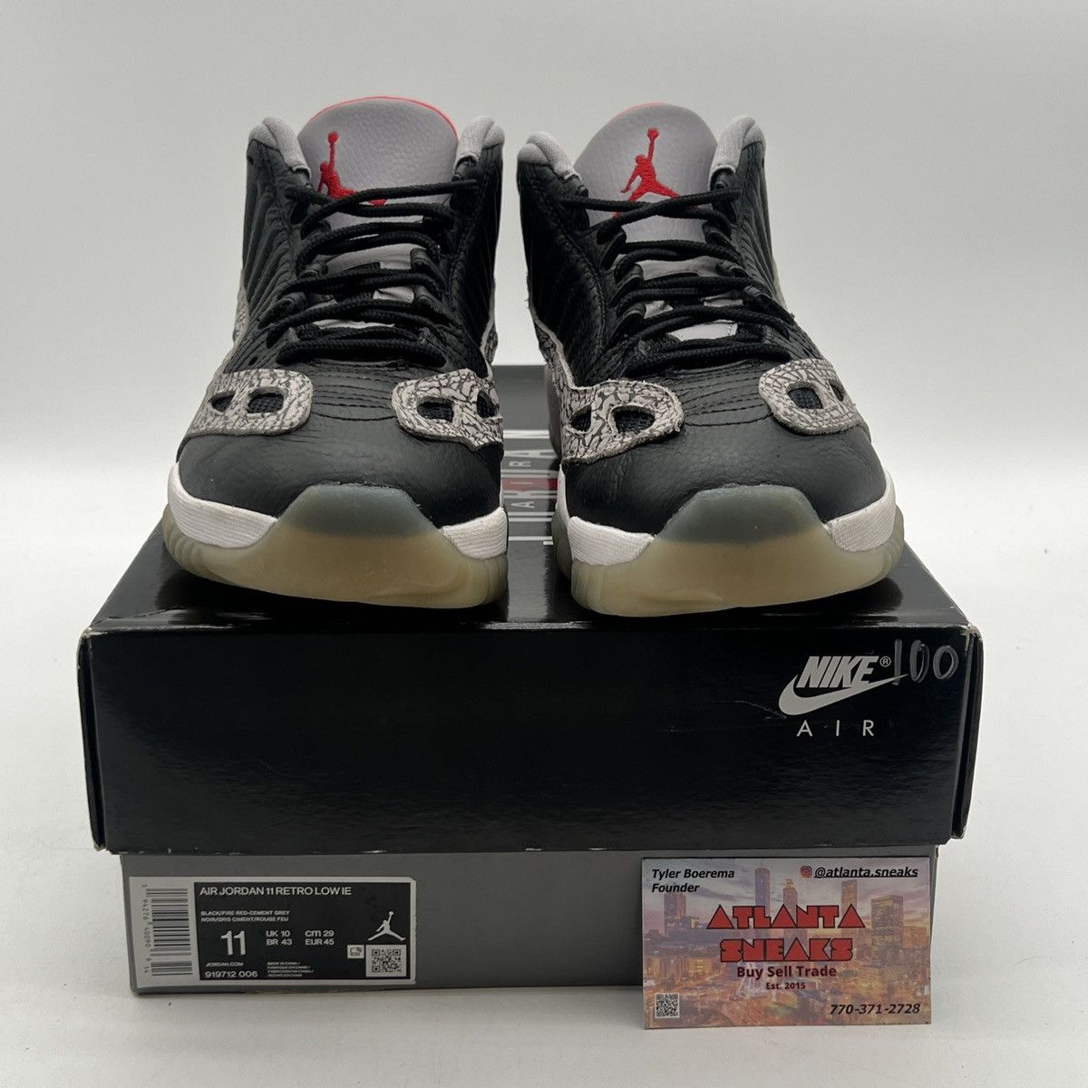 Jordan Brand Air Jordan 11 low IE black cement Size US 11 / EU 44 - 2 Thumbnail