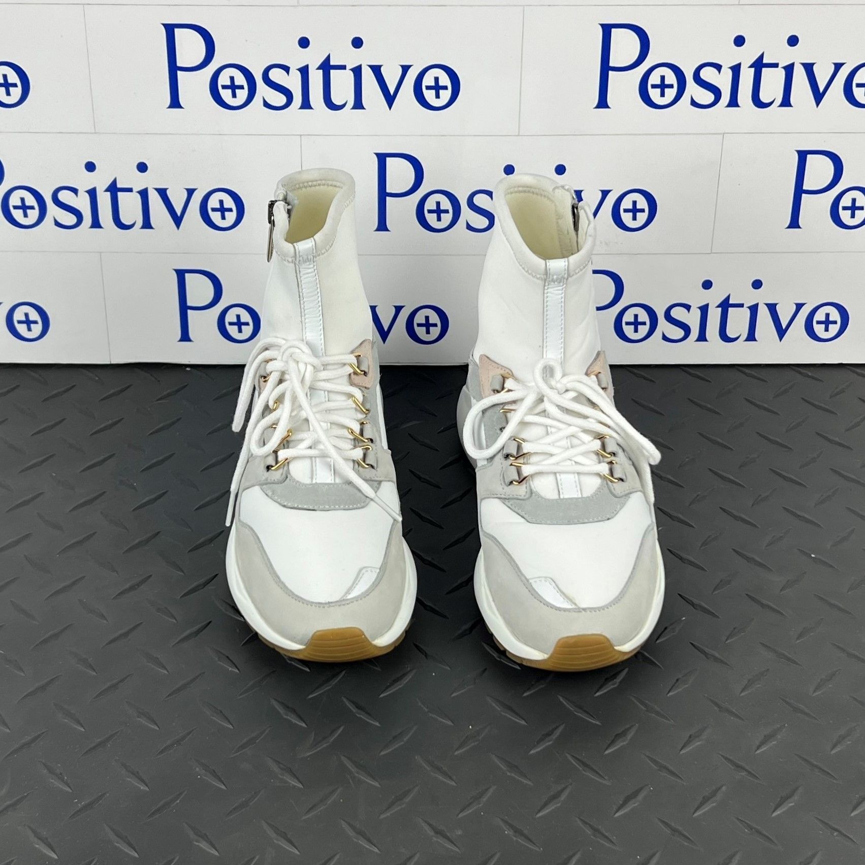 Buscemi Buscemi Run1 Zip Grey/White Leather Sneakers US 7 SAMPLE Size US 7 / IT 37 - 3 Thumbnail