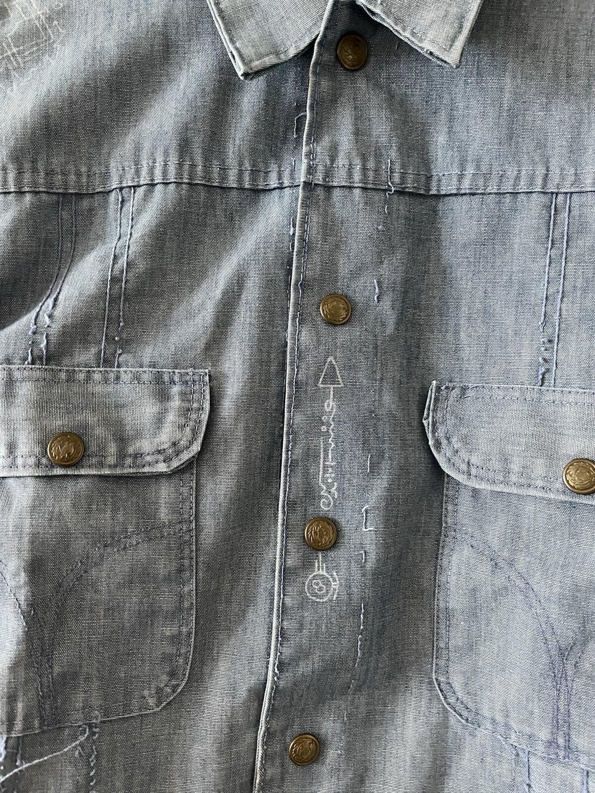 Other Vintage Hand Drawn Chambray Denim Jacket Blue M/L Size L / US 10 / IT 46 - 3 Thumbnail