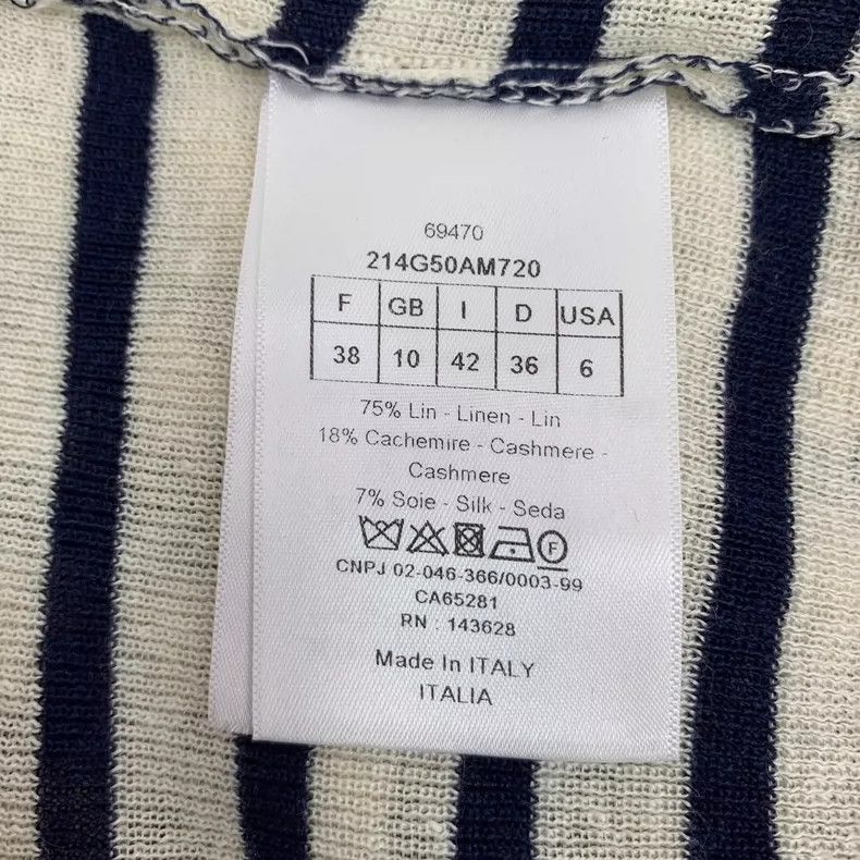 Dior Dior Color-blocked striped linen V-neck single-breasted lon Size XS / US 0-2 / IT 36-38 - 7 Thumbnail