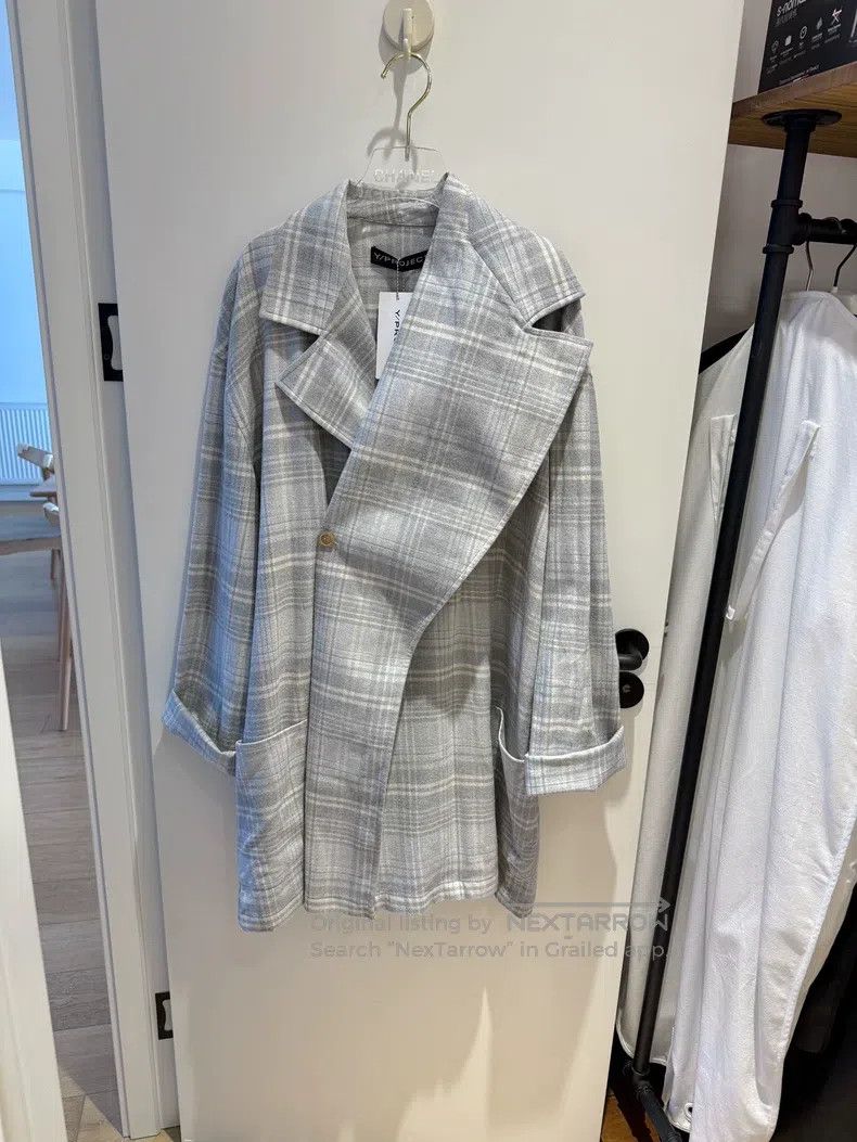 Y/Project Y/Project Gray Blue Plaid Cotton Flannel Asymmetric Decons Size M / US 6-8 / IT 42-44 - 1 Thumbnail