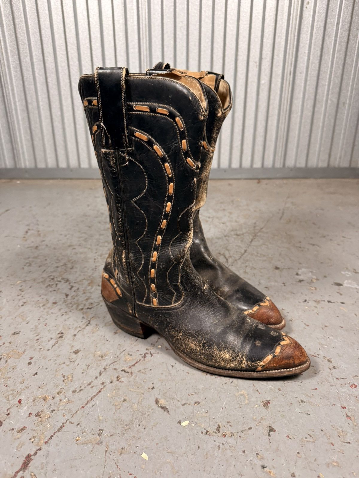 Vaquera 80s Vintage Vaquero Distressed Brown Lizard Toe Cowboy Boots Size US 9 / EU 42 - 10 Thumbnail