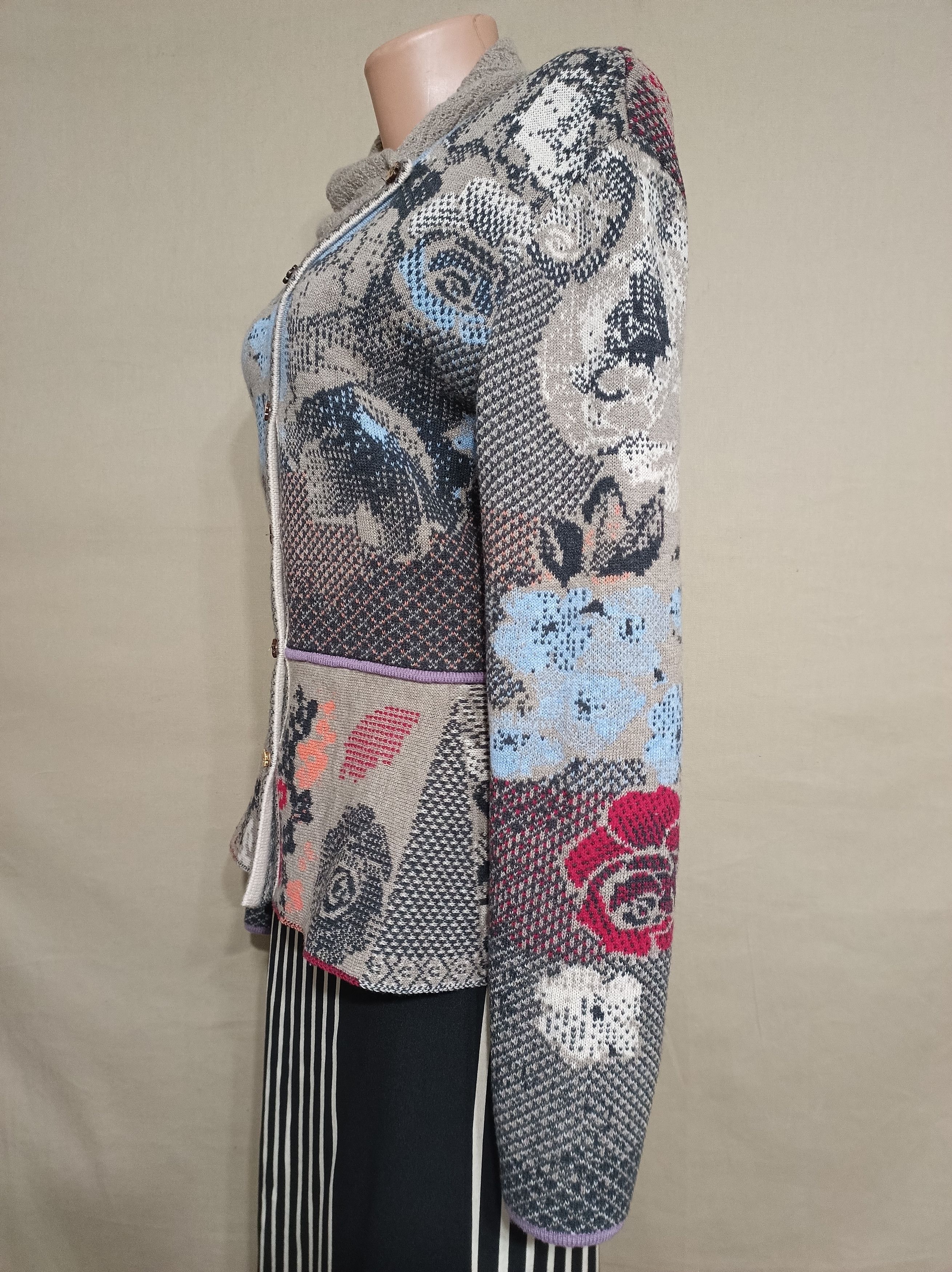 Designer IVKO Floral Brocade Patern Wool Cardigan Jacket EU 40 Size S / US 4 / IT 40 - 4 Thumbnail