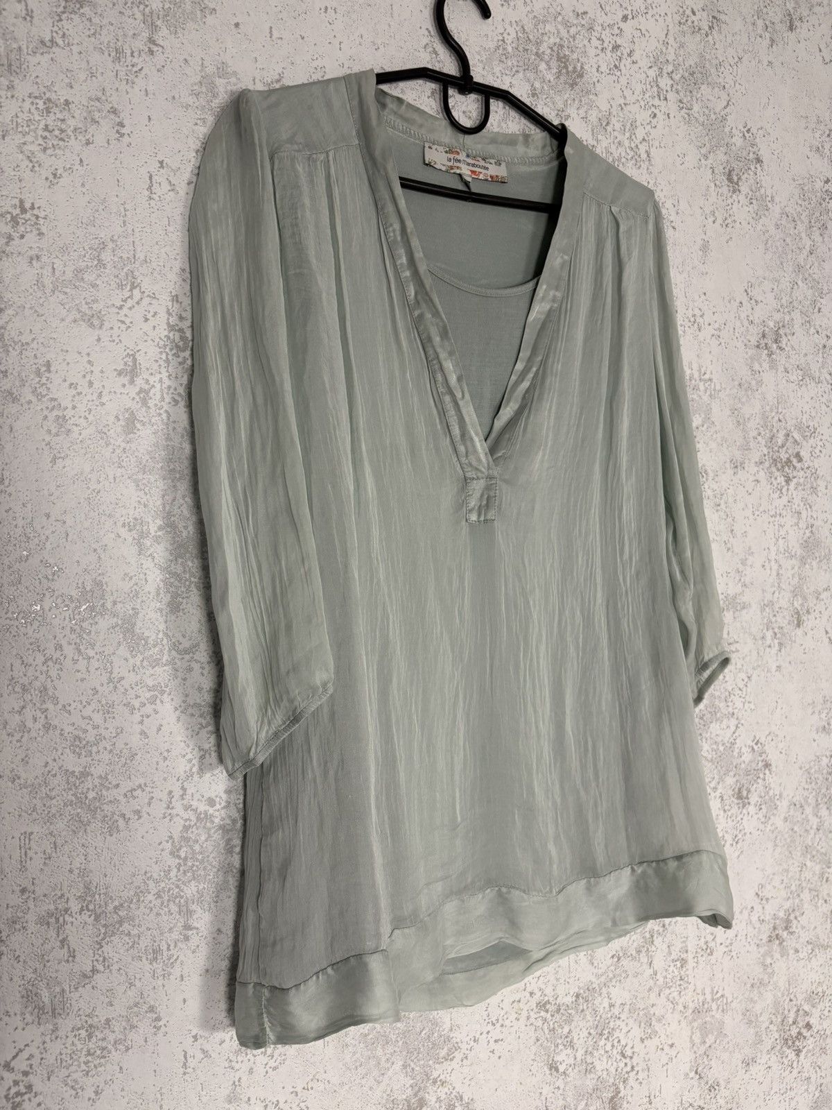Other La Fée Maraboutée Italian Silk Sheer Blouse Sage Green 40 Size M / US 6-8 / IT 42-44 - 3 Thumbnail