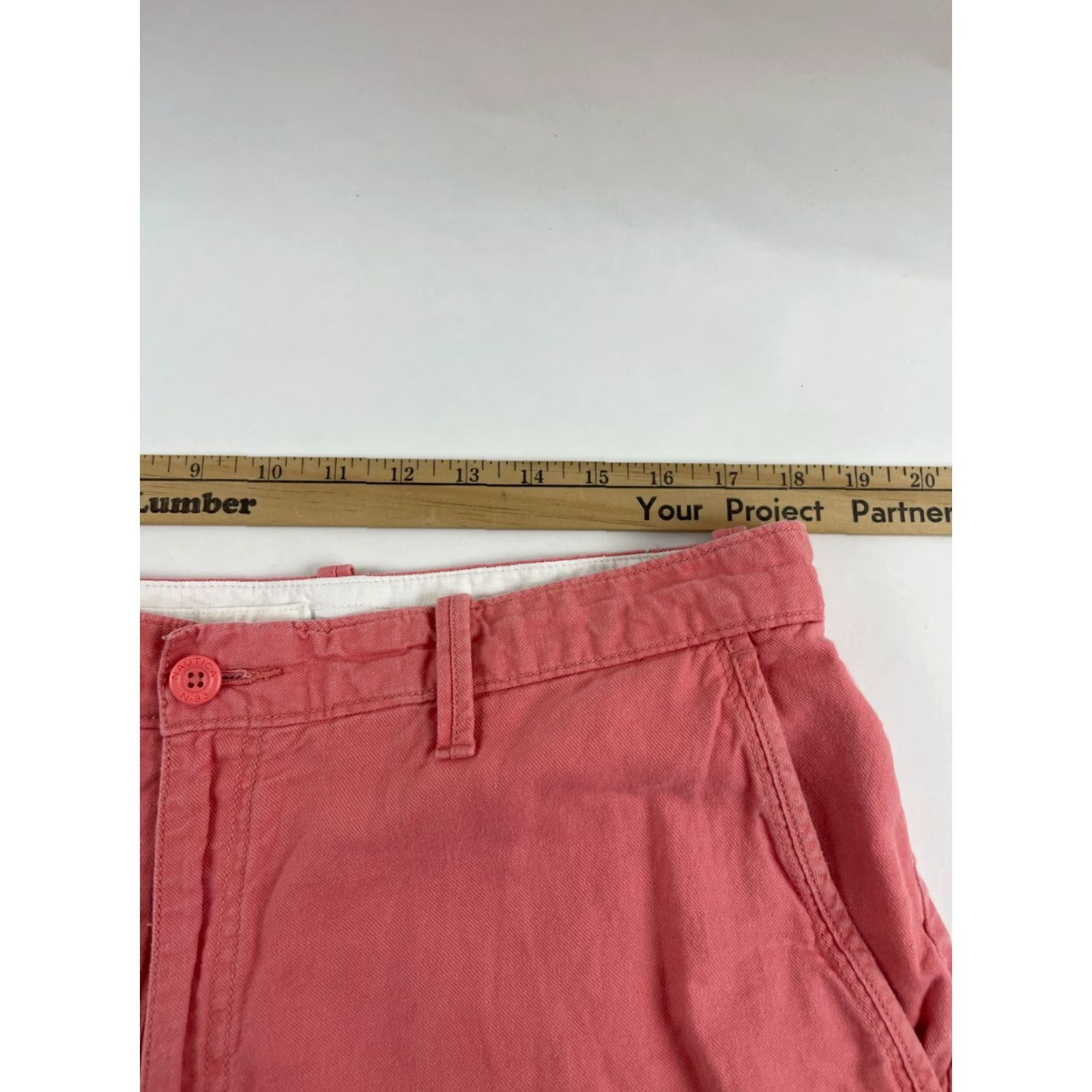 Nautica Nautica Shorts Mens 36W Pink Chino Flat Front Back Pockets Casual Travel Linen Cotton Modern 39 in Waist Regular No Vintage Mens Size US 39 - 4 Thumbnail