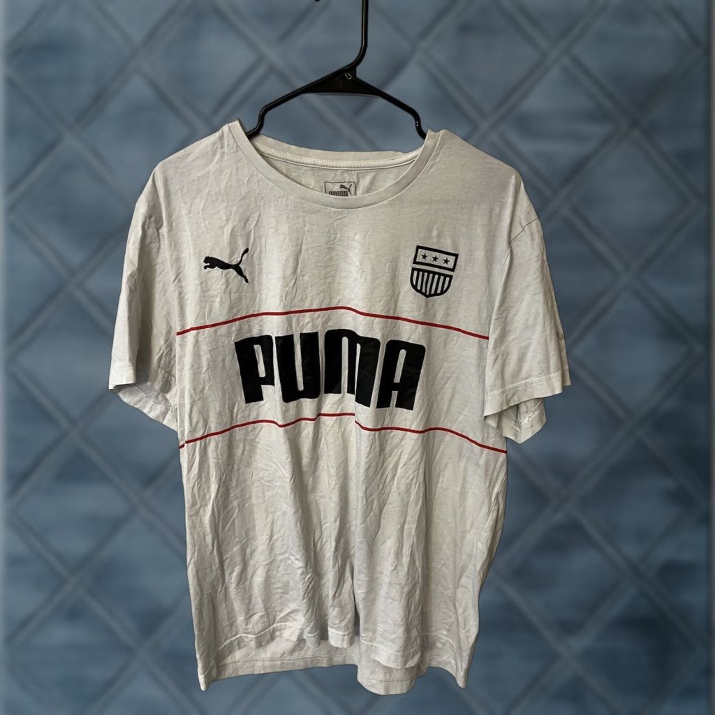 Puma Puma Logo Puma Men T-Shirt XL White Logo Graphic Regular Crew Neck Solid Size US XL / EU 56 / 4 - 1 Thumbnail