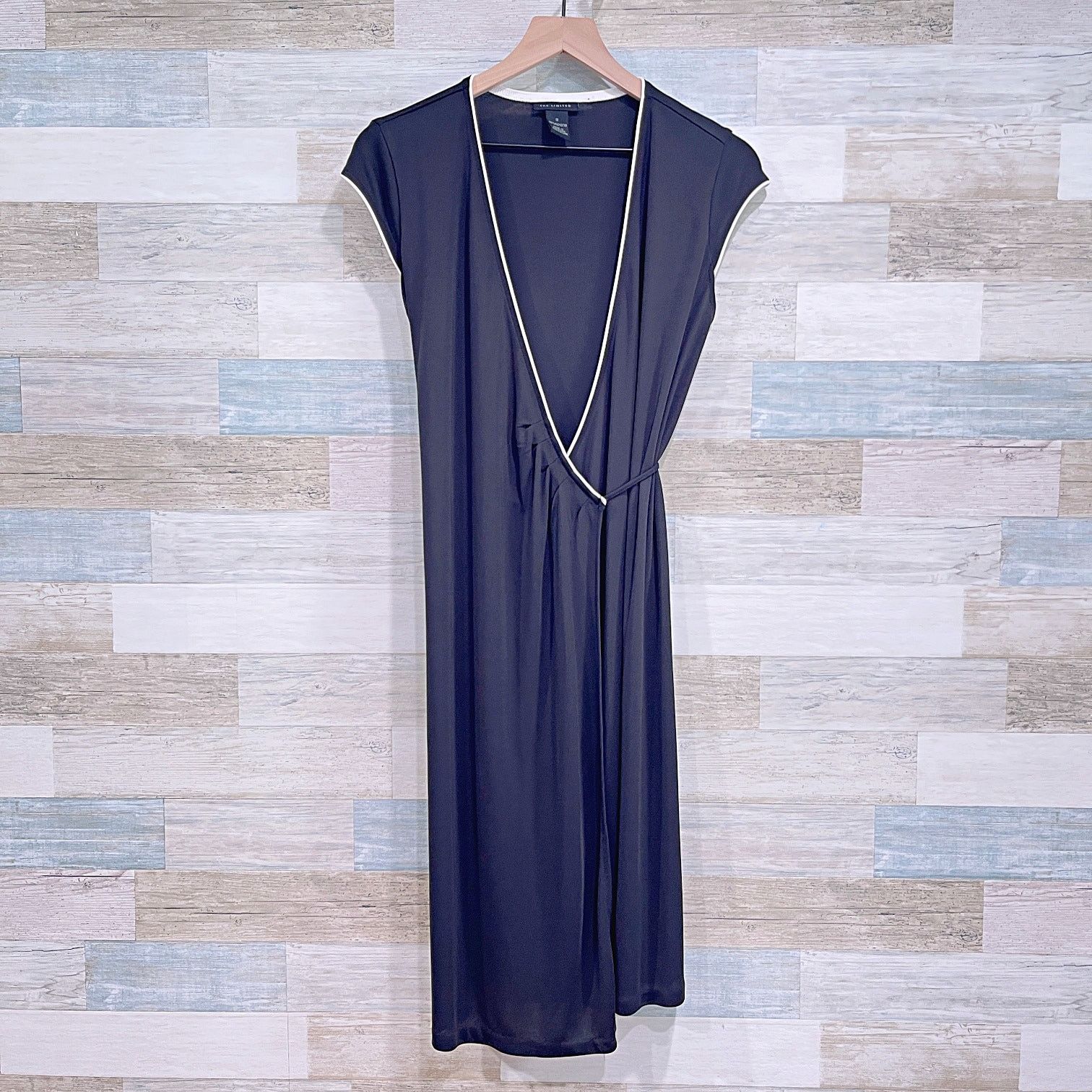 Other × Vintage THE LIMITED Tipped Wrap Dress Black White Womens Small Size S / US 4 / IT 40 - 2 Thumbnail