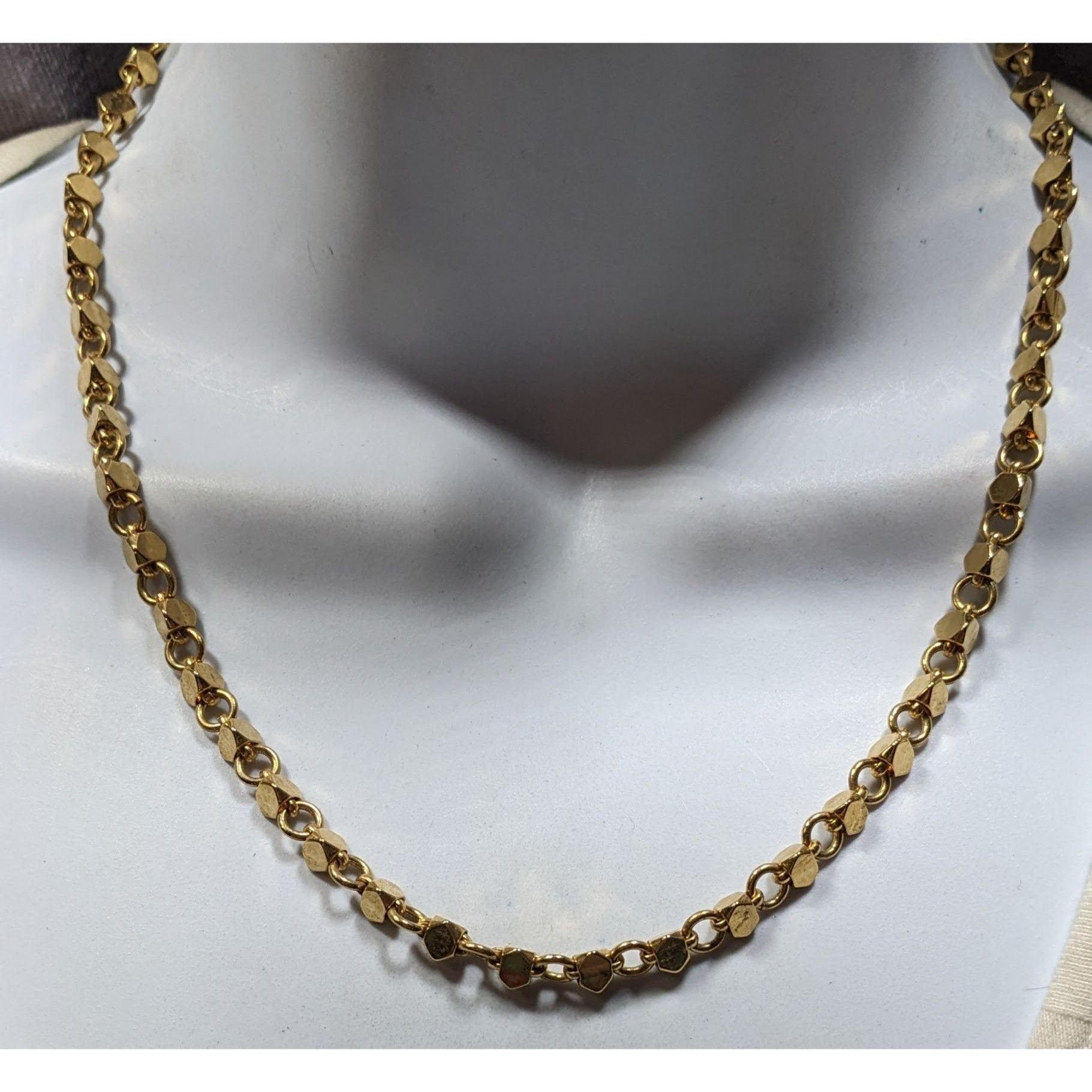 Other Vintage Geometric Hexagonal Beaded Gold Tone Chain Necklace Size ONE SIZE - 4 Thumbnail