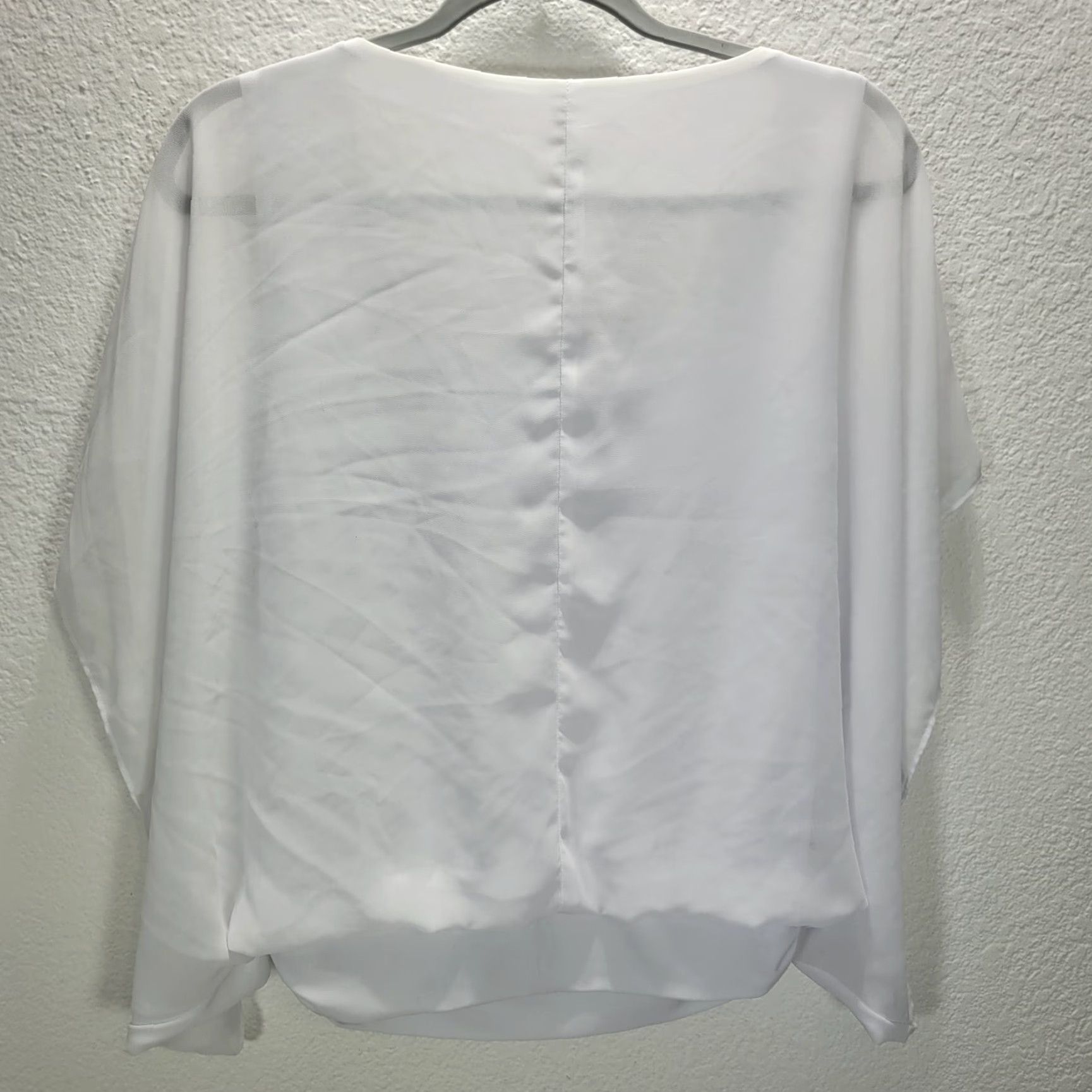 Vintage Last Tango White Sheer Chiffon Bat Wing Blouse Shirt Womens Size S Size S / US 4 / IT 40 - 5 Thumbnail