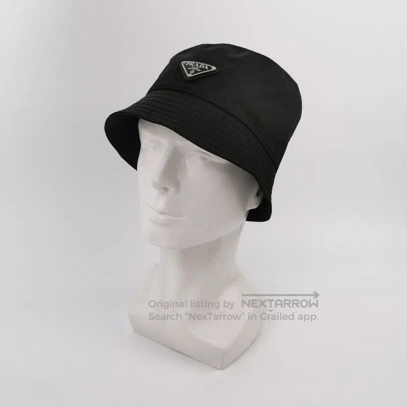 Prada Prada Solid Color Triangle Logo Bucket Hat. Size ONE SIZE - 2 Thumbnail