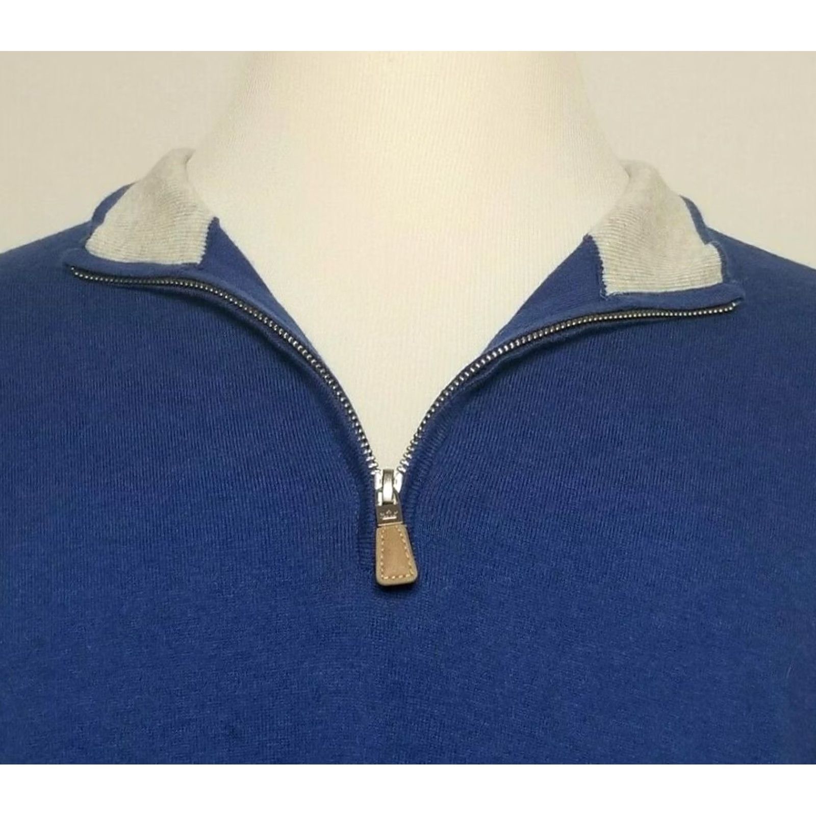 Peter Millar Peter Millar Mens XL Sweater 1/4 Zip Pullover Blue Long Sleeve Mock Neck Knit Cotton Blend Solid Pullover Mens XL Blue 1/4 Zip Mock Neck Size US XL / EU 56 / 4 - 5 Thumbnail