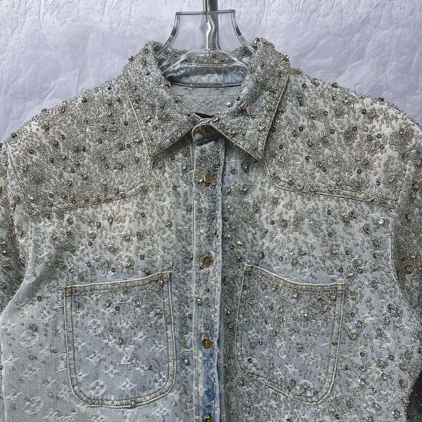 Louis Vuitton Louis Vuitton Rhinestone Beaded Denim Jacket. Size M / US 6-8 / IT 42-44 - 2 Thumbnail