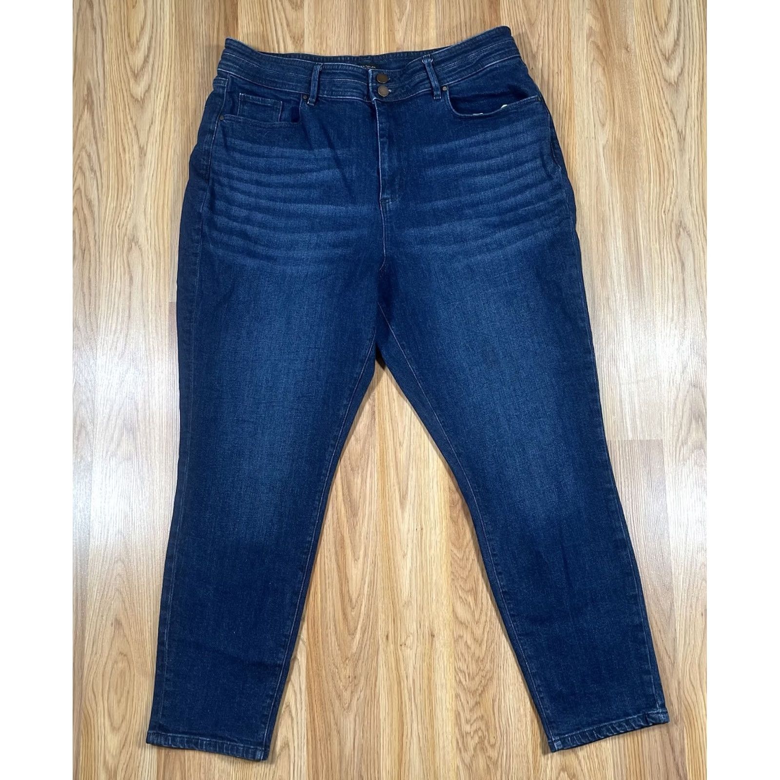 Ann Taylor Ann Taylor Jeans Womens 16 Blue Boyfriend Skinny Leg High Rise Stretch Denim Pants Size 38" / US 16 / IT 52 - 2 Thumbnail