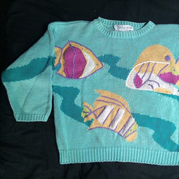 Other Vintage Rebecca Stone Tropical Fish AOP Crewneck Sweater Size M / US 6-8 / IT 42-44 - 2 Thumbnail