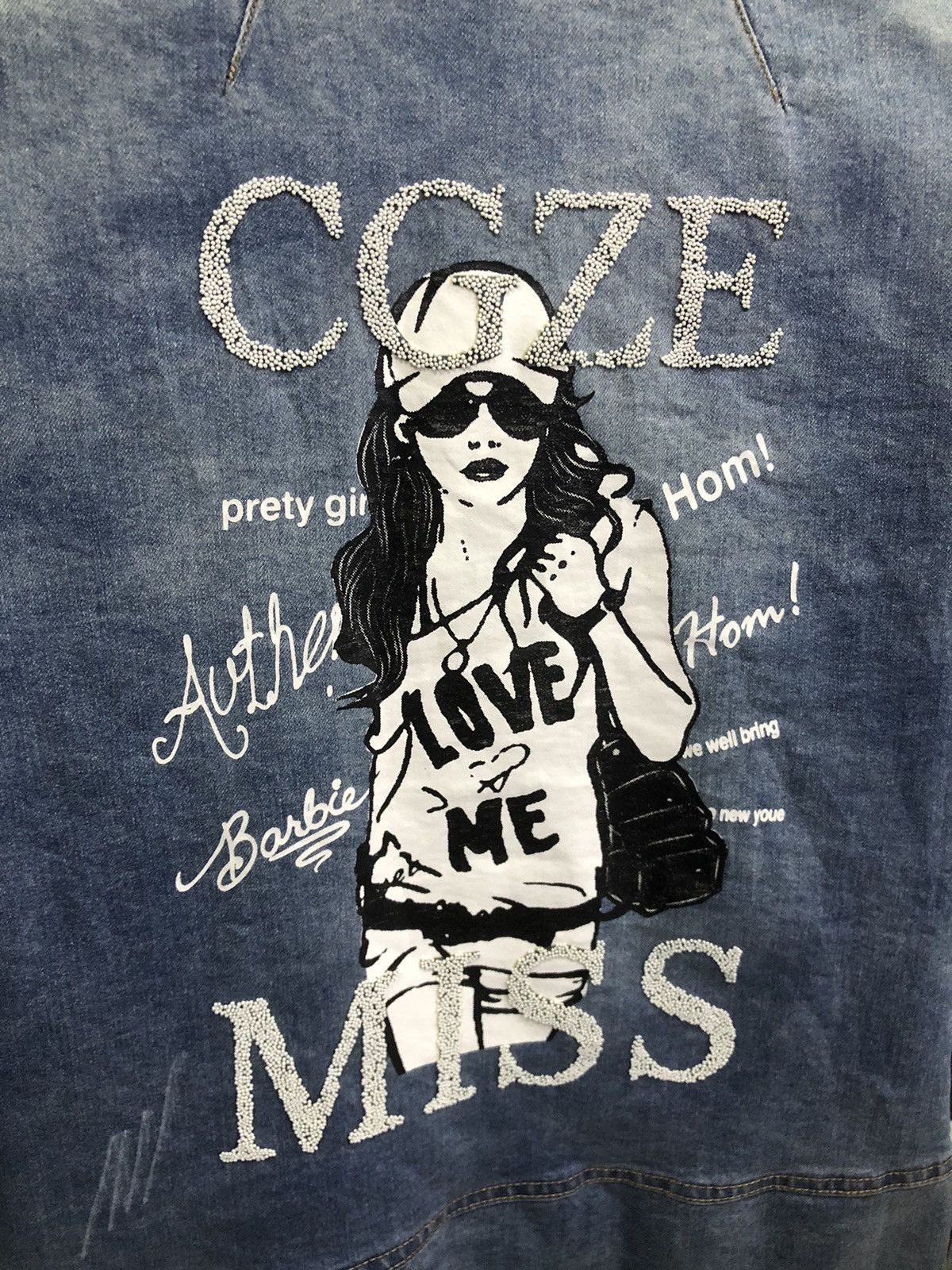 Japanese Brand Y2K Bobby Mall Rhinestone Denim Jacket Women Size XS / US 0-2 / IT 36-38 - 12 Thumbnail