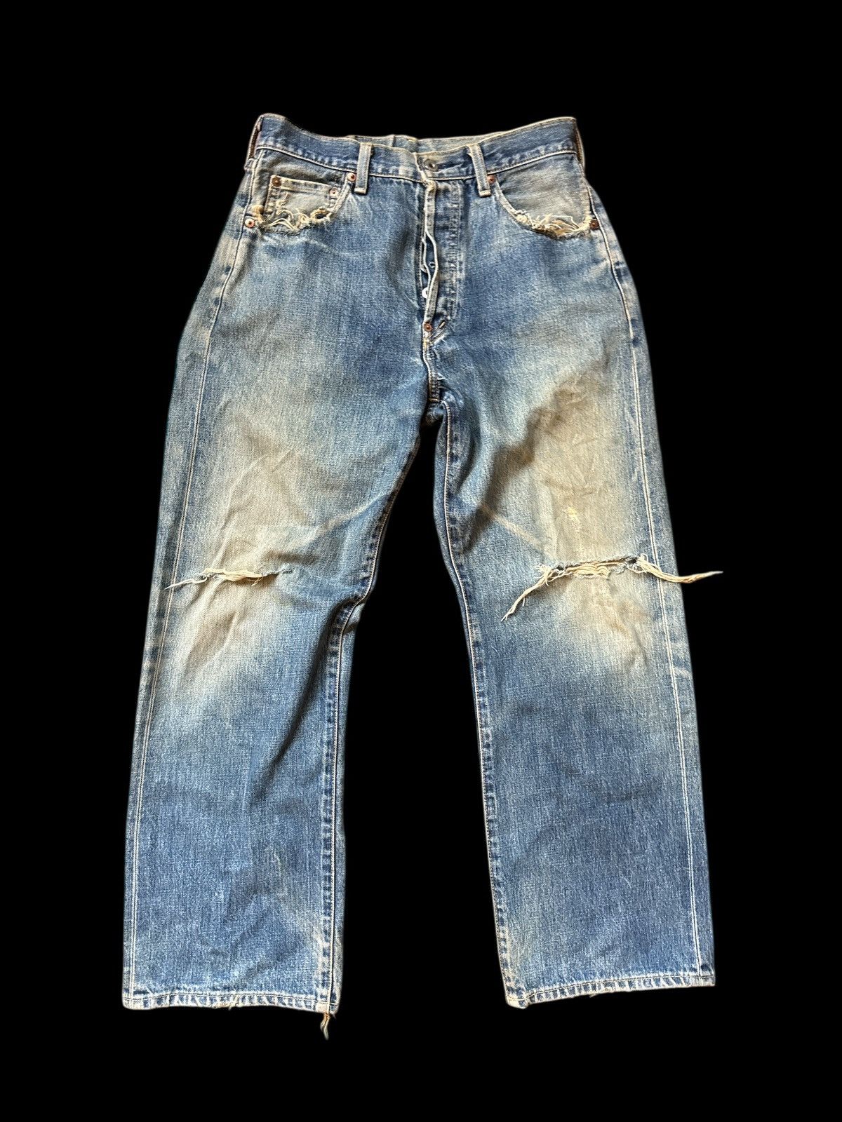 Levi's VINTAGE LEVI'S 702-XX BIG E DISTRESSED SELVEDGE JEANS Size US 31 - 1 Thumbnail