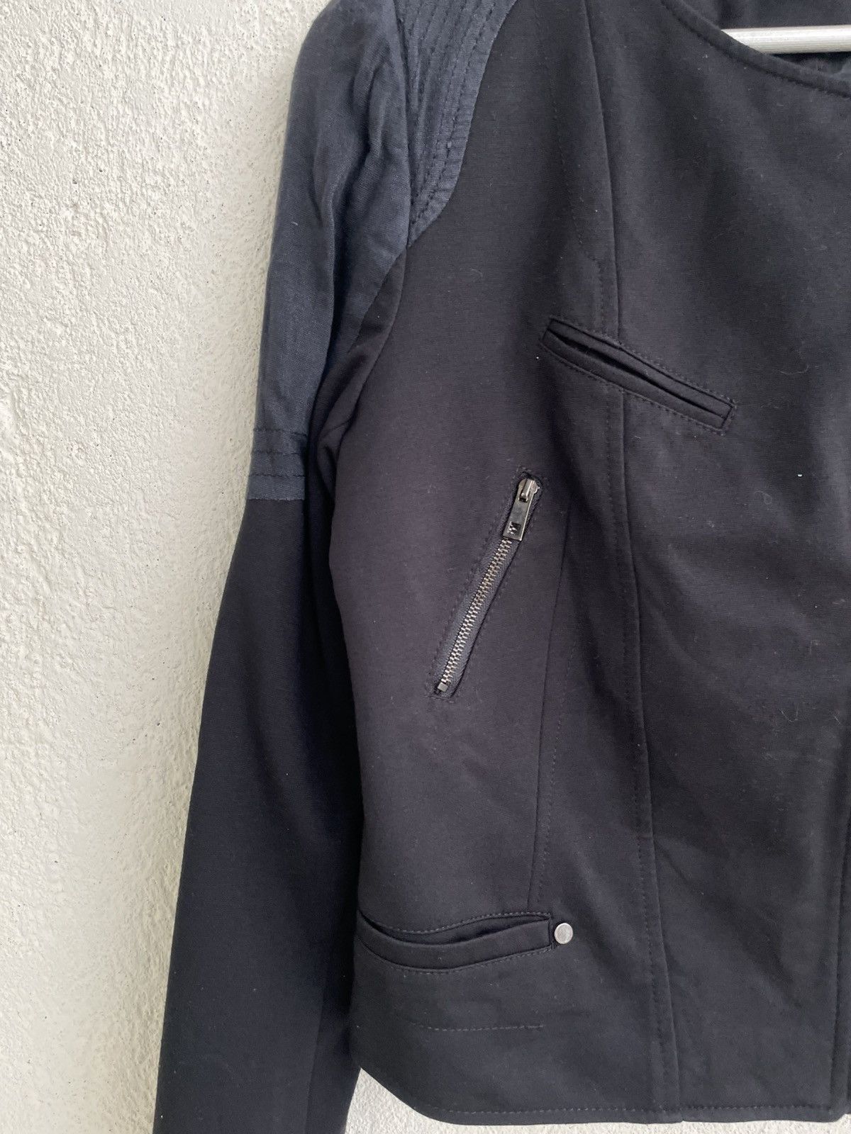 Helmut Lang Georges Rech Asymmetrical Zip Jacket Leather Panel Biker if6 Size US S / EU 44-46 / 1 - 4 Thumbnail