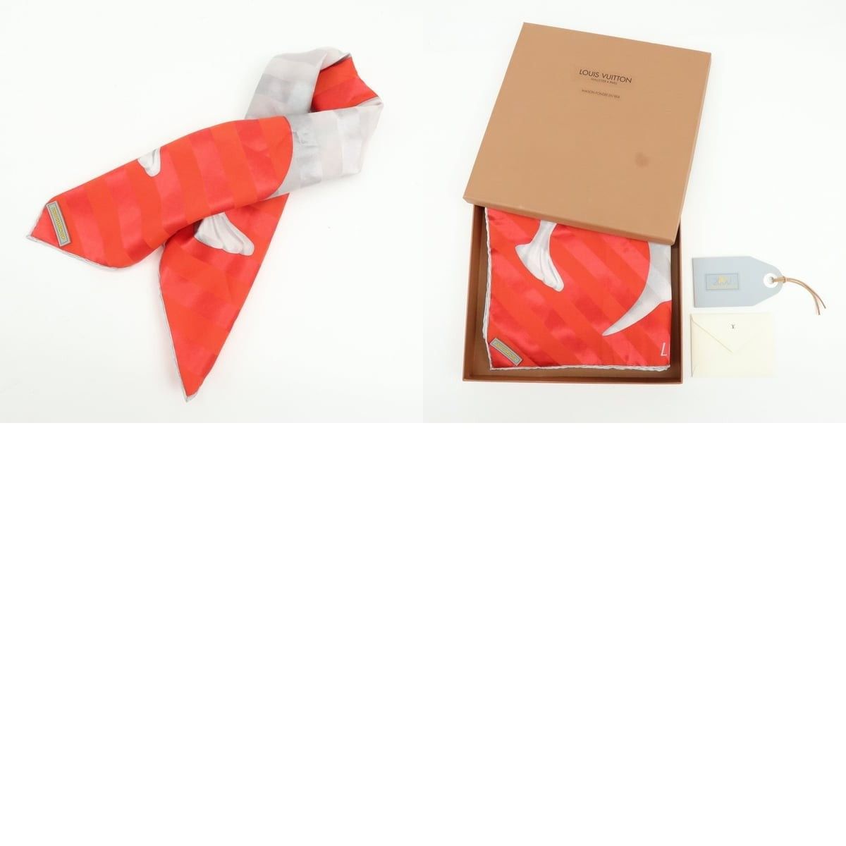Louis Vuitton Louis Vuitton LV Cup Silk Scarf Red Size ONE SIZE - 6 Thumbnail