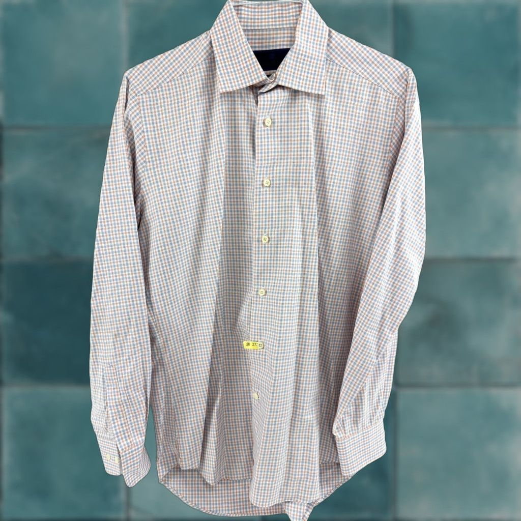David Donahue David Donahue Shirt Mens 16 Multicolor Gingham Trim Formal Oxford Button Up Dress Shirt Regular Fit Mens Size US L / EU 52-54 / 3 - 1 Thumbnail