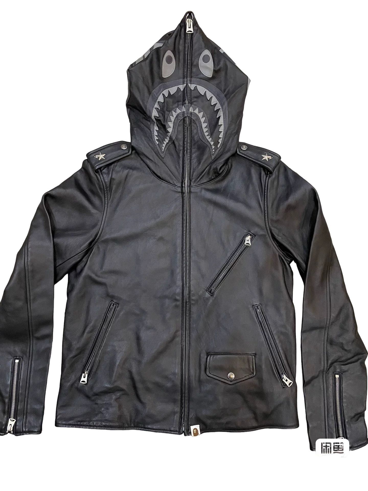 Bape Bape Shark Leather Jacket Size L Size US L / EU 52-54 / 3 - 1 Thumbnail