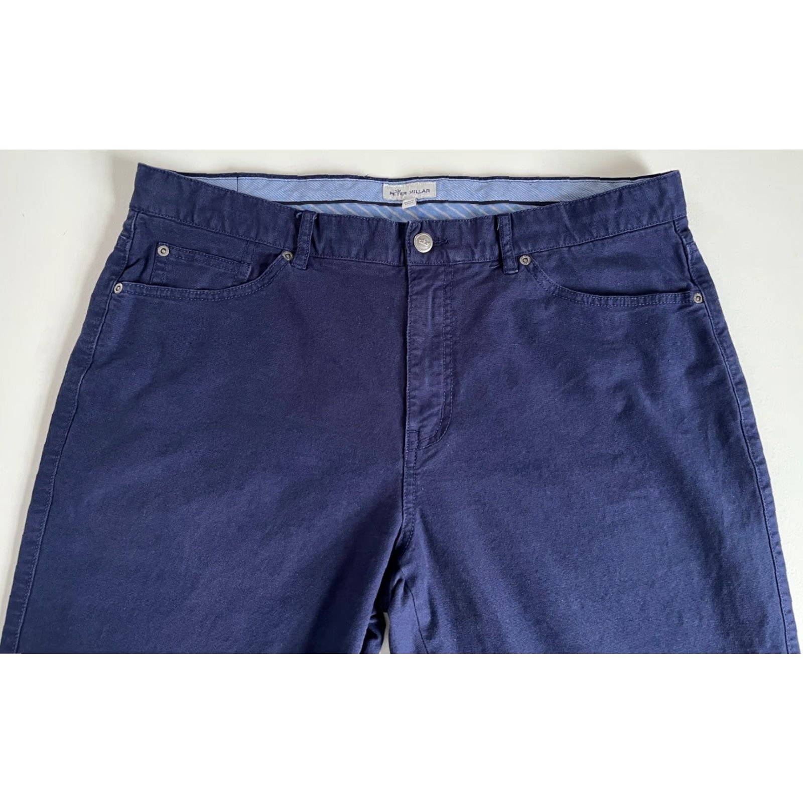 Peter Millar Peter Millar Crown Vintage Canvas Five-Pocket Pants Navy 38 Regular Mens) Size US 38 / EU 54 - 3 Thumbnail