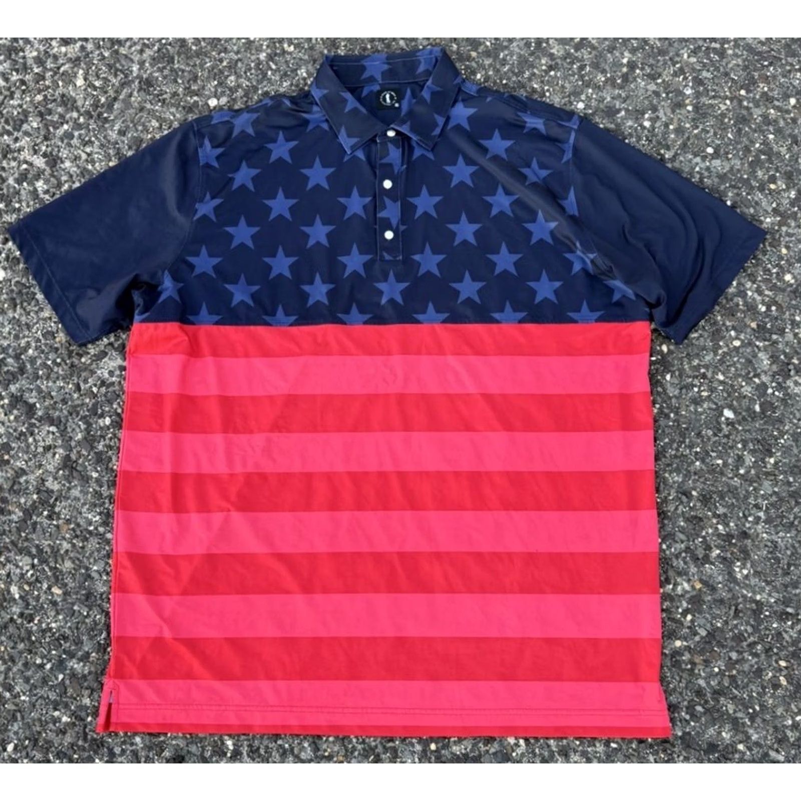 Vintage VINTAGE USA Stars Stripes Golf Polo Shirt Flag 3XL Red Mens Golf Size US XXL / EU 58 / 5 - 2 Thumbnail